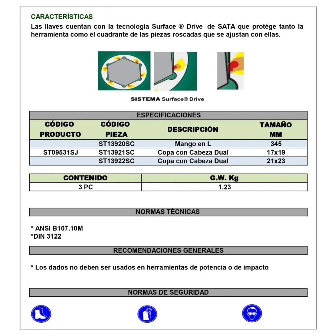 llave tipo L para llantas, juego de copas Sata, llave para neumáticos, herramienta cambio llantas, llave de rueda Sata, llave en L, copas 17x19 21x23, herramienta automotriz, juego de llantas Sata, Surface Drive, herramientas para carro, llave llantas profesional, herramienta mecánica automotriz