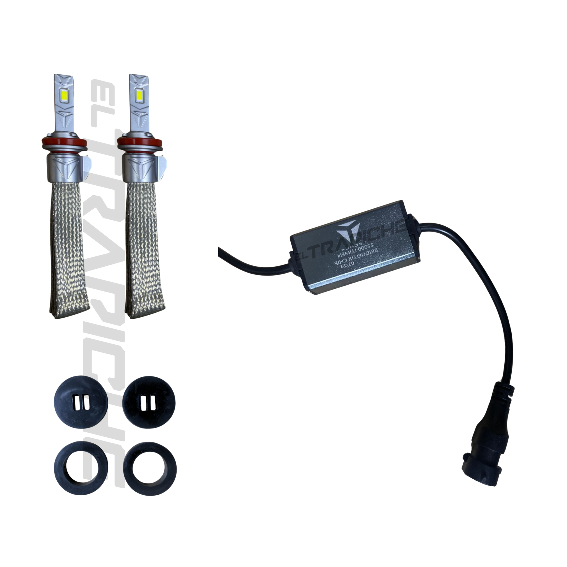 Kit de Bombillos H11 LED Tech-La de 22,000 lumens y 50W, con luz blanca 6500K. Alta potencia, eficiencia y resistencia al agua (IP67). Durabilidad de 50,000+ horas.