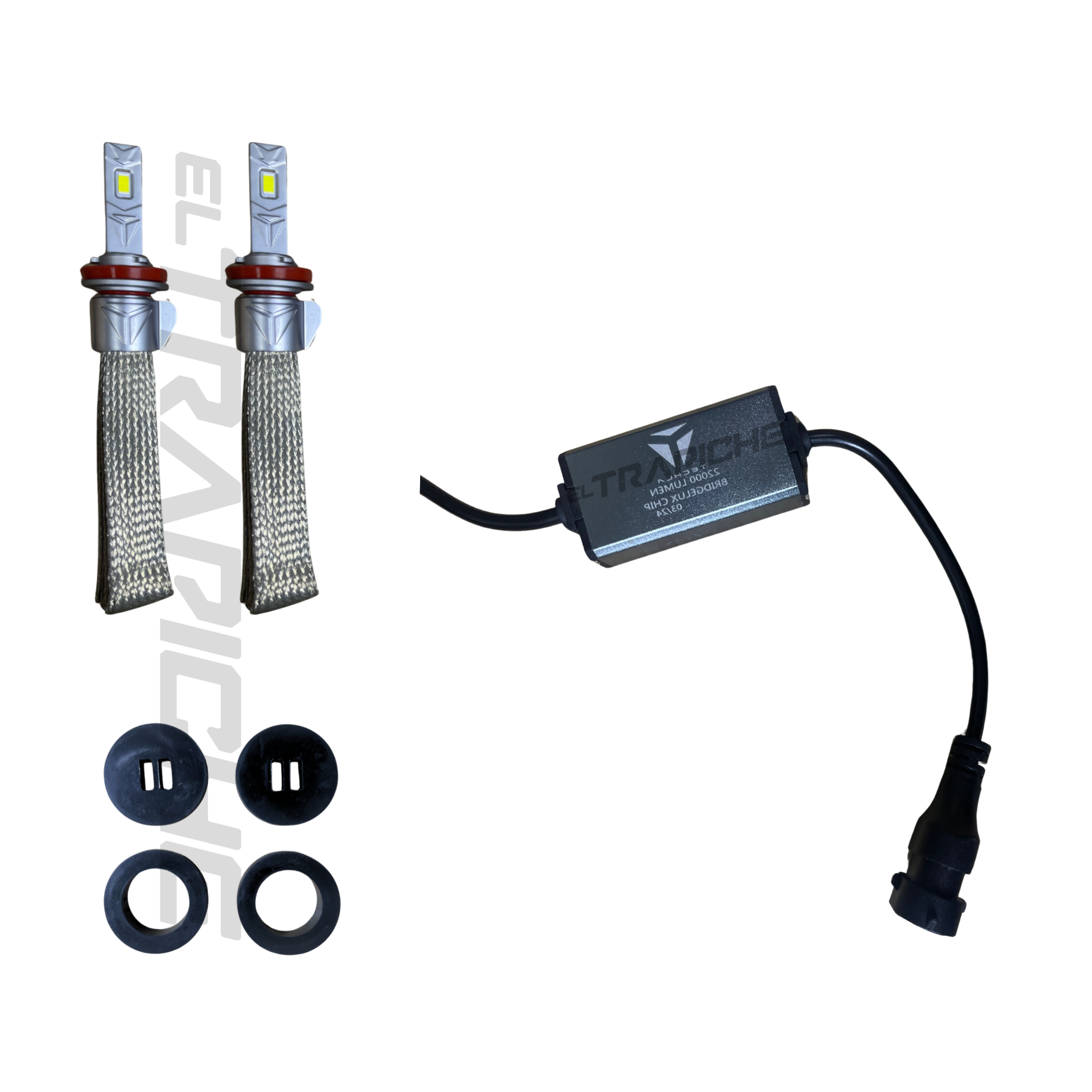 Kit de Bombillos H11 LED Tech-La de 22,000 lumens y 50W, con luz blanca 6500K. Alta potencia, eficiencia y resistencia al agua (IP67). Durabilidad de 50,000+ horas.