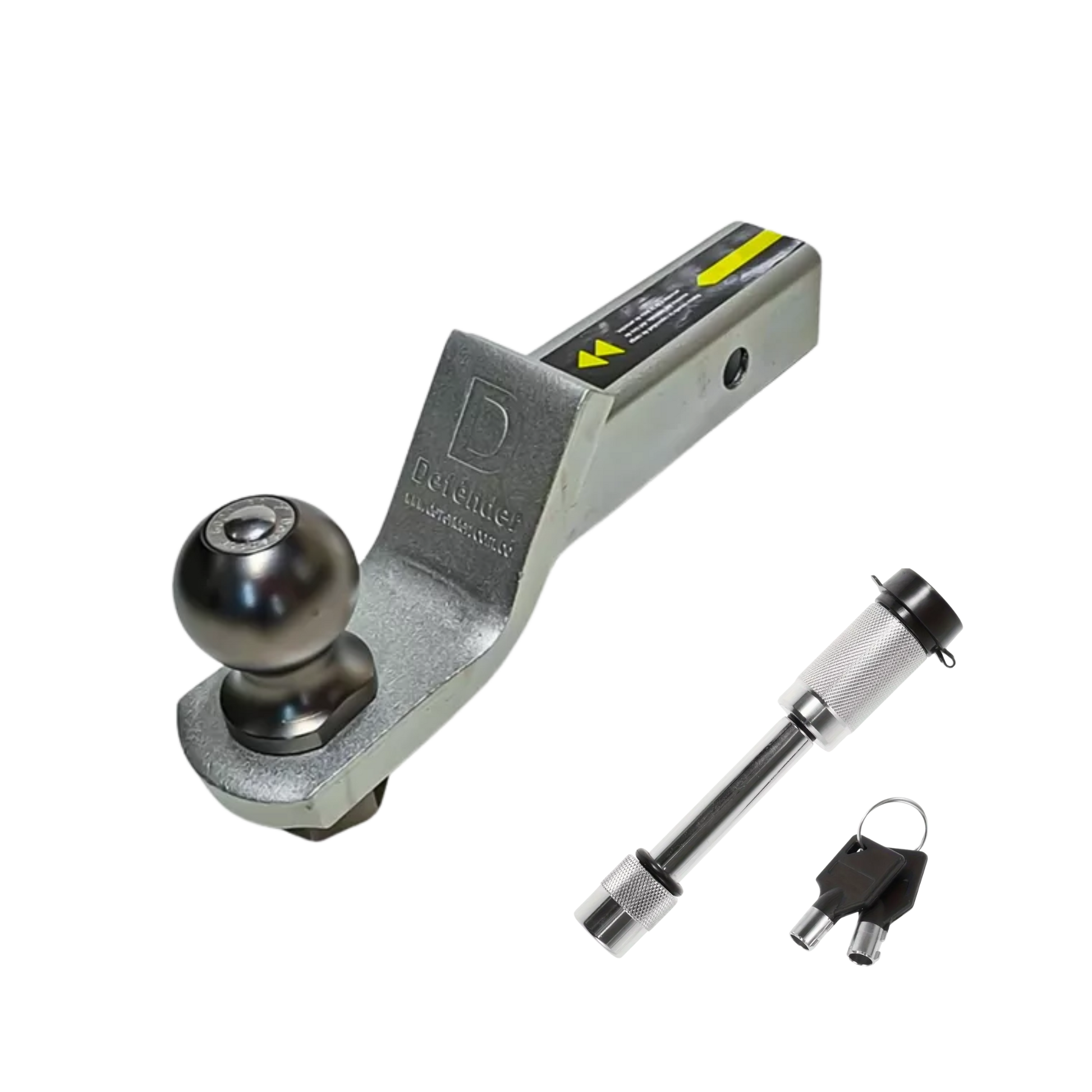 Kit Lengüeta Defender con bola 2”, capacidad de arrastre 6000 lb. Incluye pin con llave, maletín y sistema antirotación. Fácil de instalar.


