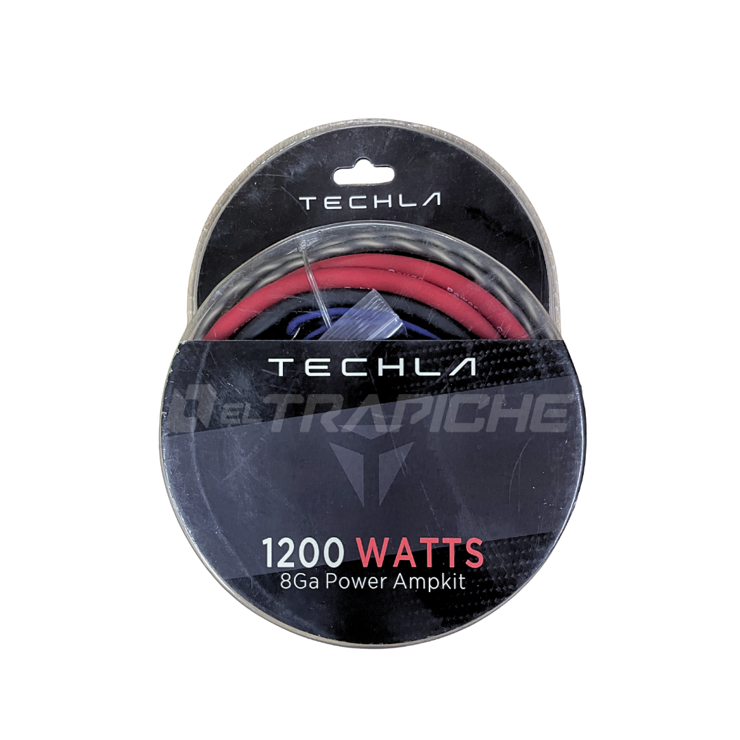 kit amplificador, cableado auto, techla, tkit8, 8ga power kit, sonido carro, cables para amplificador, accesorios car audio, instalación amplificador, sistema de sonido automotriz