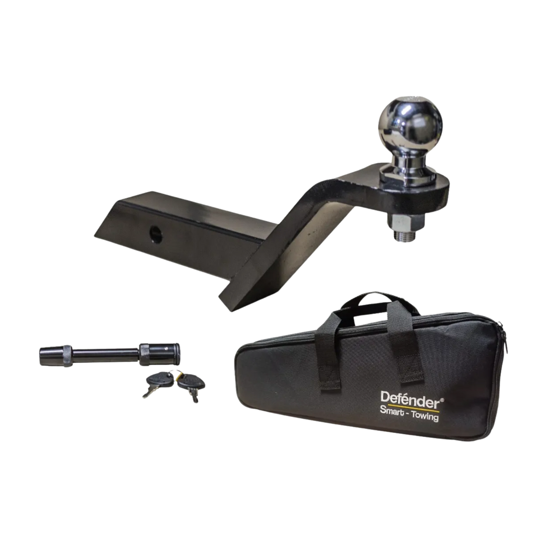 Kit portabola con lengüeta larga, bola de 2" y pin con 2 llaves. Ideal para tiro de arrastre. Resistente, seguro y fácil de instalar en tu vehículo.