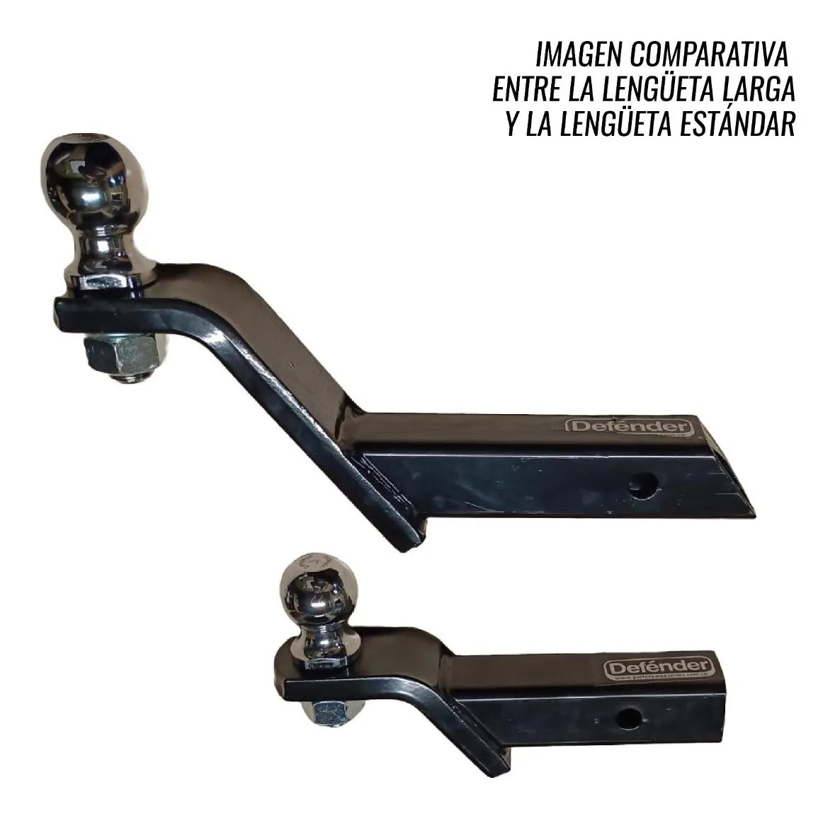 Kit portabola con lengüeta larga, bola de 2" y pin con 2 llaves. Ideal para tiro de arrastre. Resistente, seguro y fácil de instalar en tu vehículo.