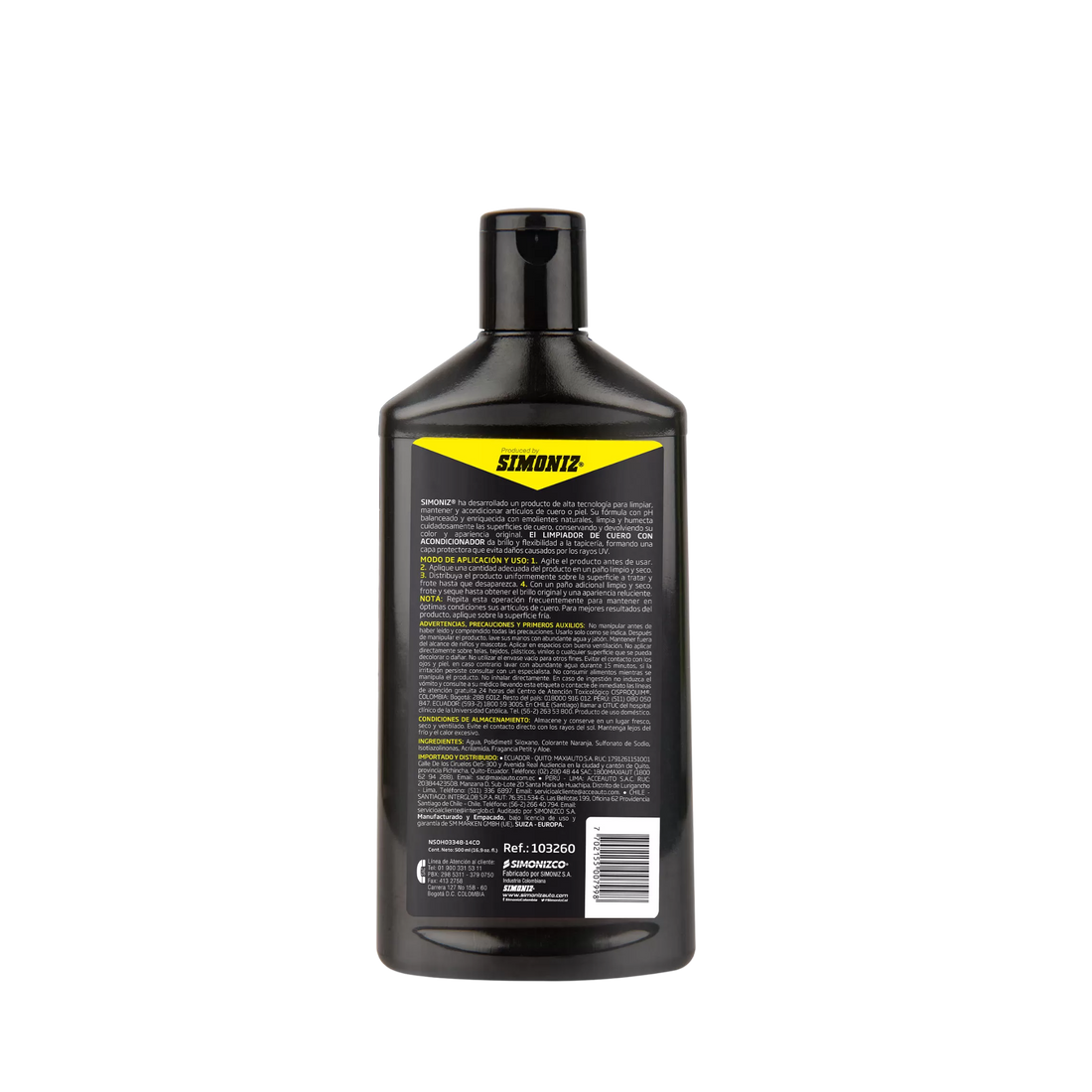 Limpiador de cuero Simoniz para carro en Medellín, ideal para asientos y superficies de cuero automotriz, limpiador de cuero Simoniz limpieza asientos de cuero carro cuidado interior cuero vehículo productos detailing Colombia limpiador tapicería cuero mantenimiento cuero automotriz
