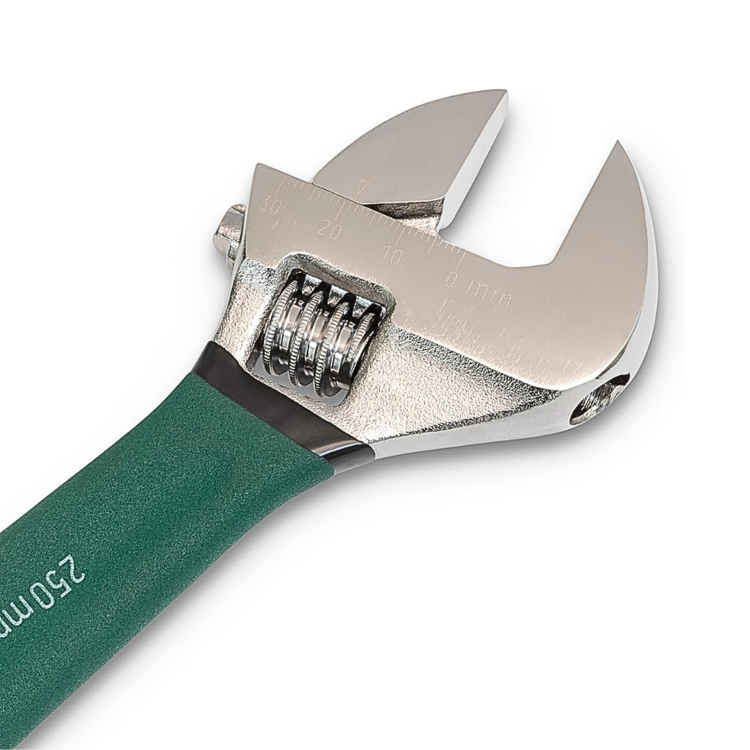 llave ajustable sata, llave inglesa 10 pulgadas, herramienta cromo vanadio, llave profesional, llave de tuercas, quijada móvil, llave anticorrosiva, herramientas SATA, llave cromada espejo, llave multiusos, herramienta mecánica, llave de boca ajustable, herramientas para hogar y taller, llave resistente, llave con marcación