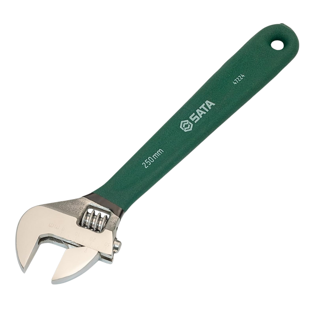 llave ajustable sata, llave inglesa 10 pulgadas, herramienta cromo vanadio, llave profesional, llave de tuercas, quijada móvil, llave anticorrosiva, herramientas SATA, llave cromada espejo, llave multiusos, herramienta mecánica, llave de boca ajustable, herramientas para hogar y taller, llave resistente, llave con marcación