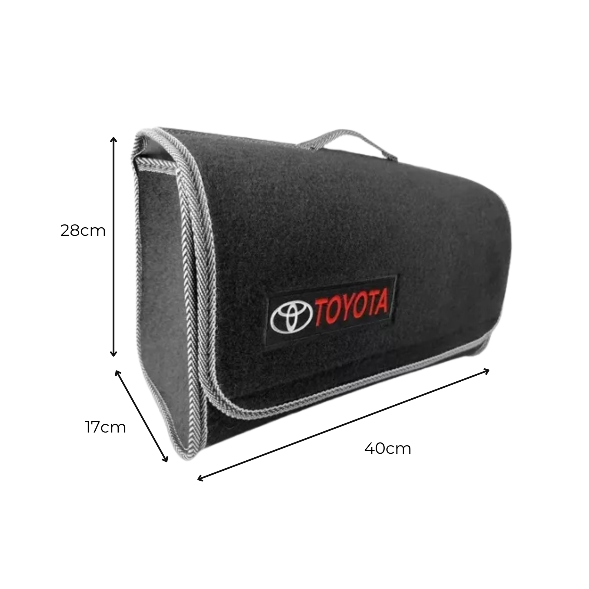 Maletín de felpa Toyota. Organiza tus herramientas o accesorios del carro con estilo. Solo incluye el maletín, no contiene nada en su interior.