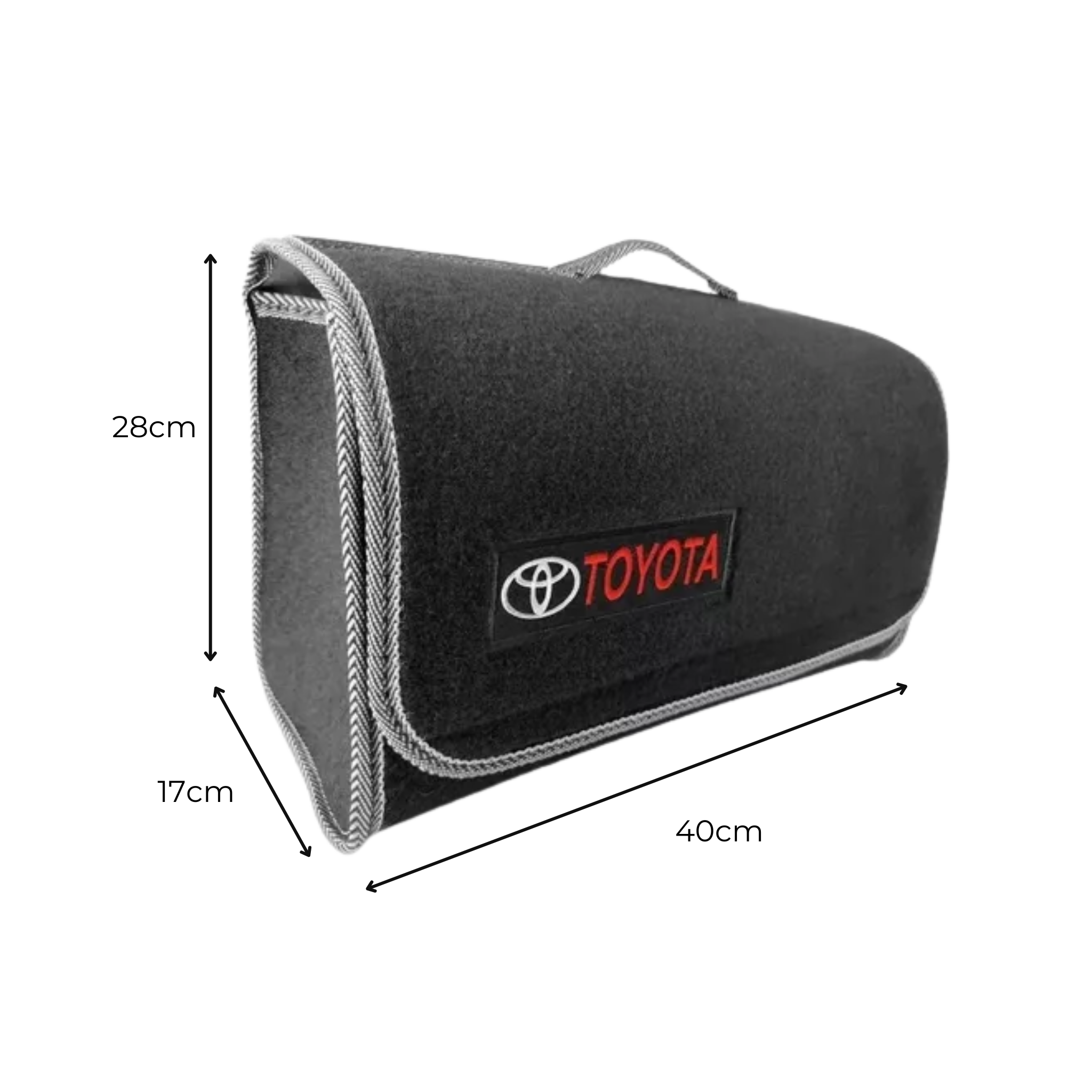 Maletín de felpa Toyota. Organiza tus herramientas o accesorios del carro con estilo. Solo incluye el maletín, no contiene nada en su interior.