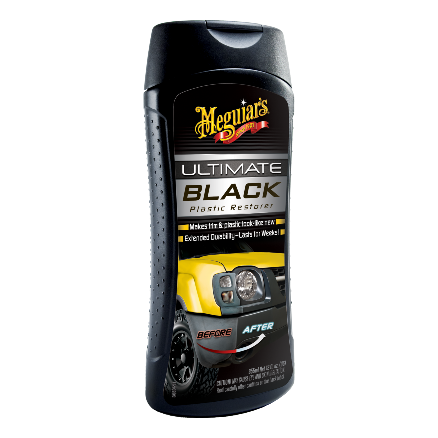 Meguiar’s Ultimate Black restaura y protege plásticos exteriores con un acabado negro brillante y duradero. Resistente a rayos UV, lluvia y lavadas.