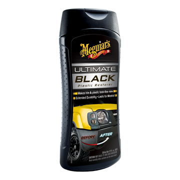 Meguiar’s Ultimate Black restaura y protege plásticos exteriores con un acabado negro brillante y duradero. Resistente a rayos UV, lluvia y lavadas.