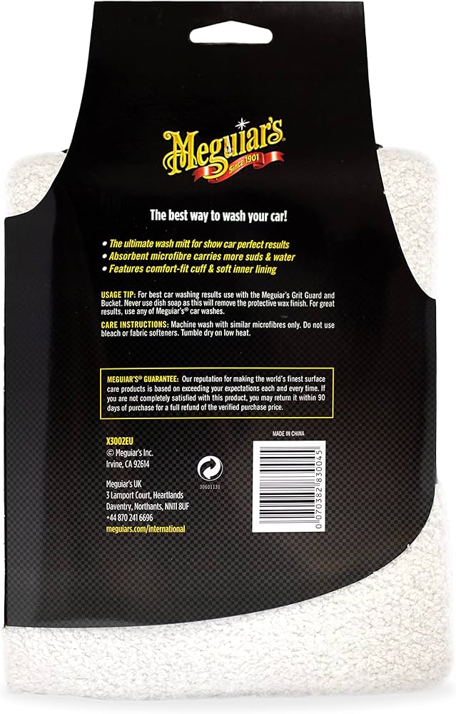 Guante de lavado en microfibra Meguiars para limpieza profunda y segura del vehículo