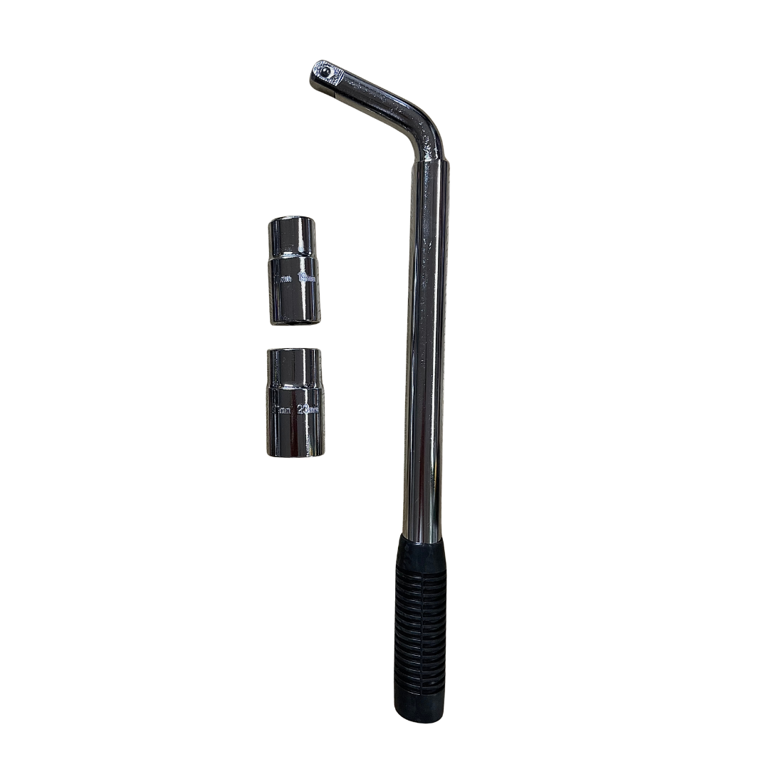 palanca en L para llantas, llave tipo L, llave de rueda doble copa, herramienta cambio llantas, copas 17mm 19mm 21mm 23mm, herramienta automotriz, llave para carro, palanca con doble copa, llave para tuercas de llanta, herramienta de emergencia automotriz, llave cruz tipo L