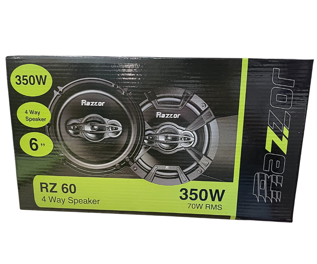 parlantes razzor,parlantes 6 pulgadas,razor 350w,parlantes carro 4 vías,audio para auto,parlantes potentes,parlantes rz60,razor parlantes 6",parlantes 70w rms