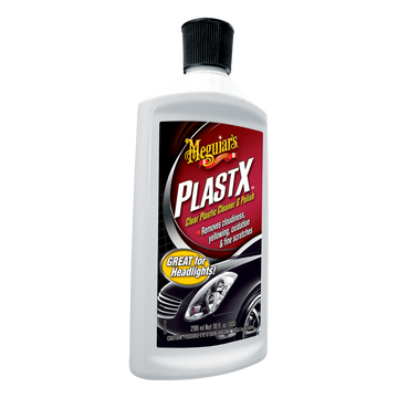 Meguiar’s PlastX restaura y pule plásticos transparentes de autos, eliminando rayones y nubosidad para un acabado claro y brillante en faros y luces.