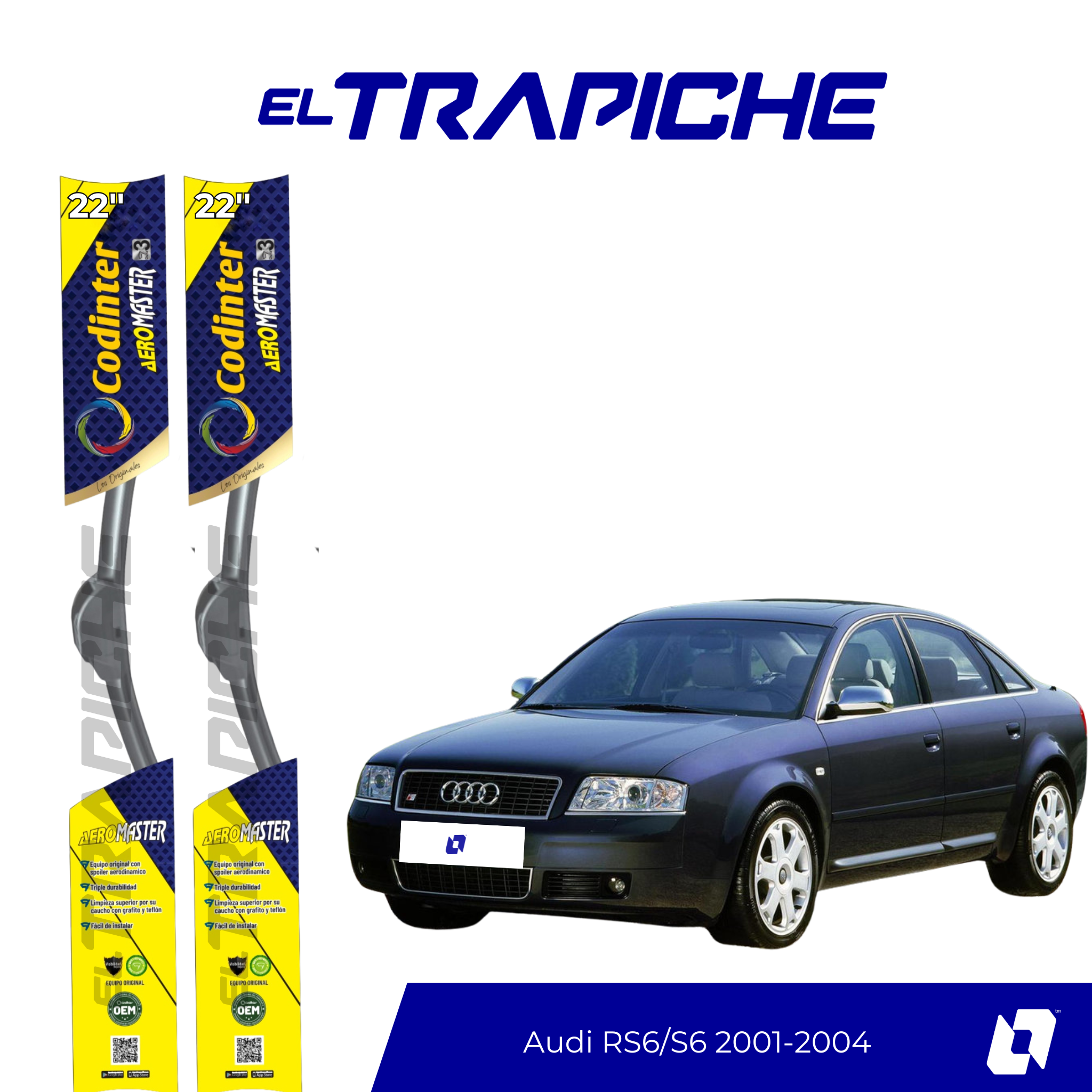 Plumillas de equipamiento Codinter original con acero inoxidable y caucho con silicona para un barrido claro y silencioso. Flexibles, duraderas y de alta calidad.