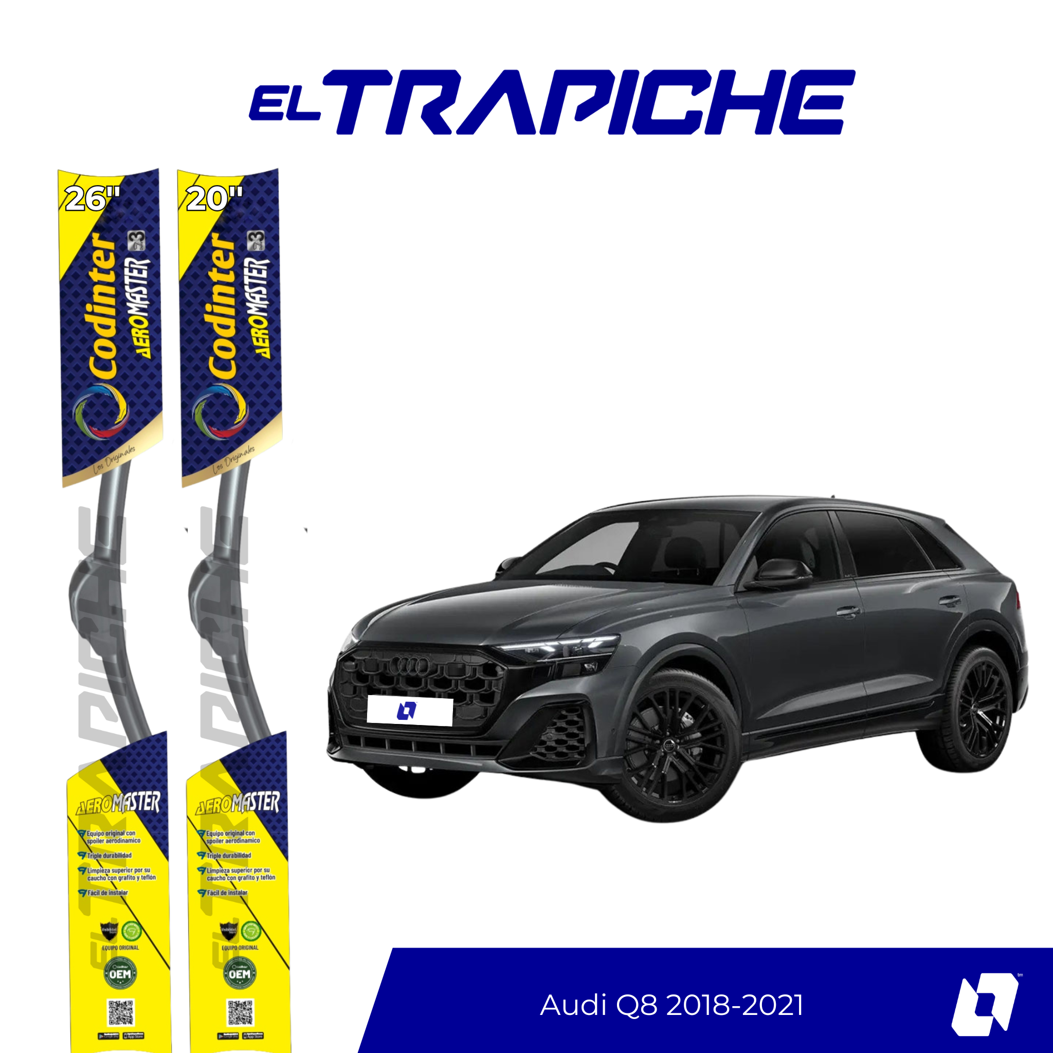 Plumillas de equipamiento original con acero inoxidable y caucho con silicona para un barrido claro y silencioso. Flexibles, duraderas y de alta calidad.