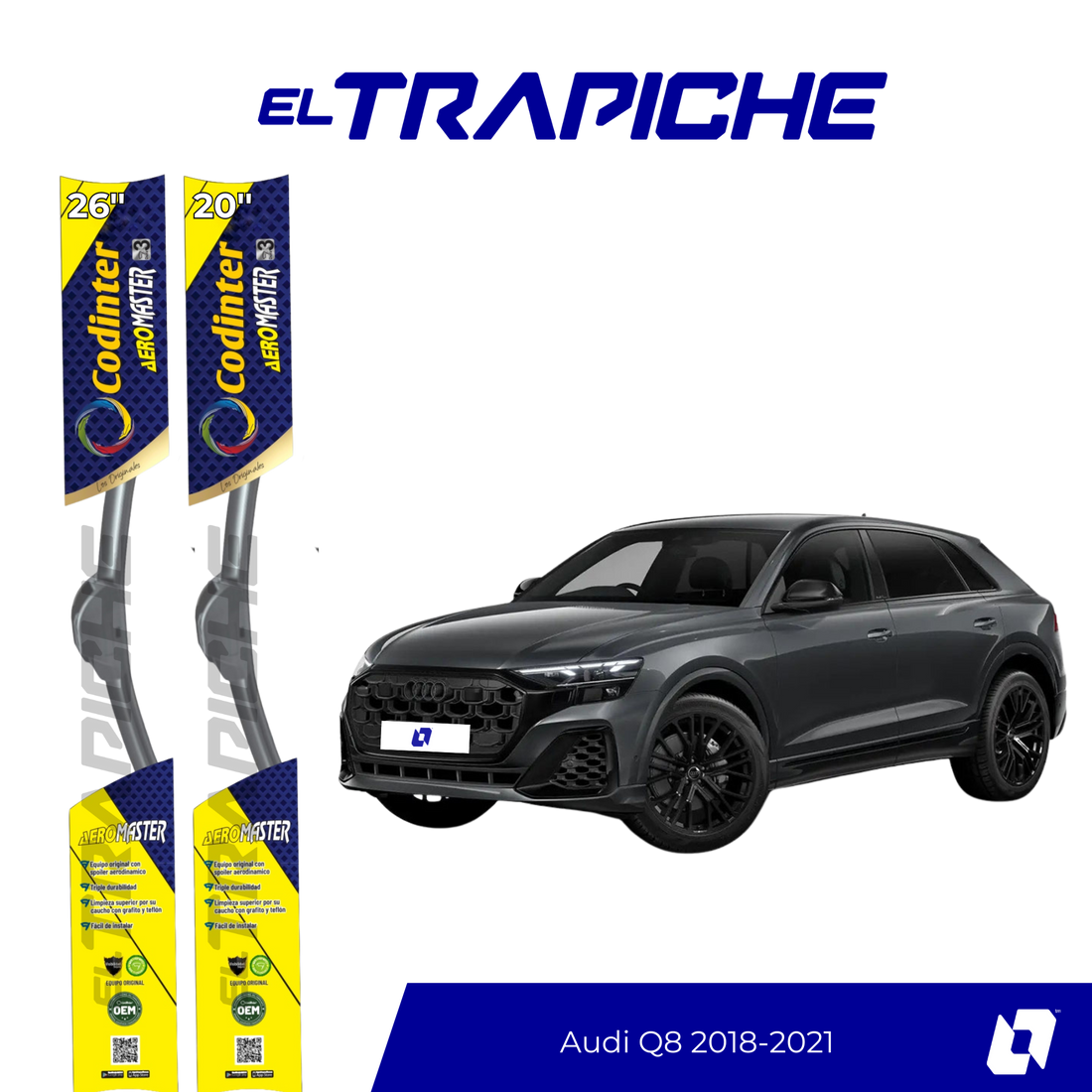 Plumillas de equipamiento original con acero inoxidable y caucho con silicona para un barrido claro y silencioso. Flexibles, duraderas y de alta calidad.