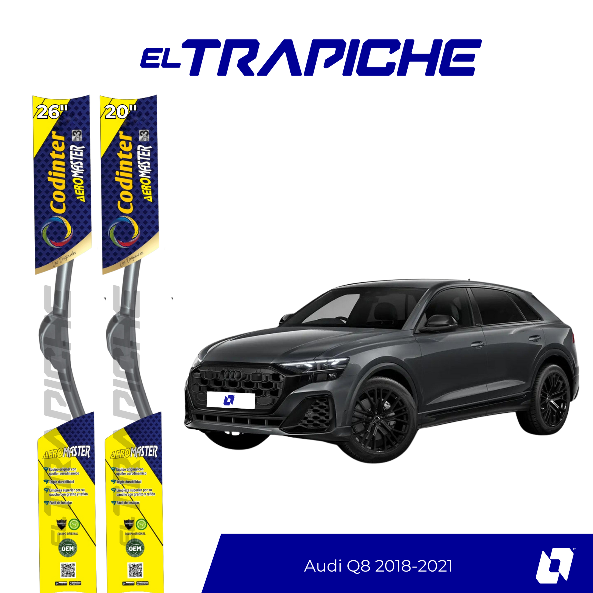 Plumillas de equipamiento original con acero inoxidable y caucho con silicona para un barrido claro y silencioso. Flexibles, duraderas y de alta calidad.