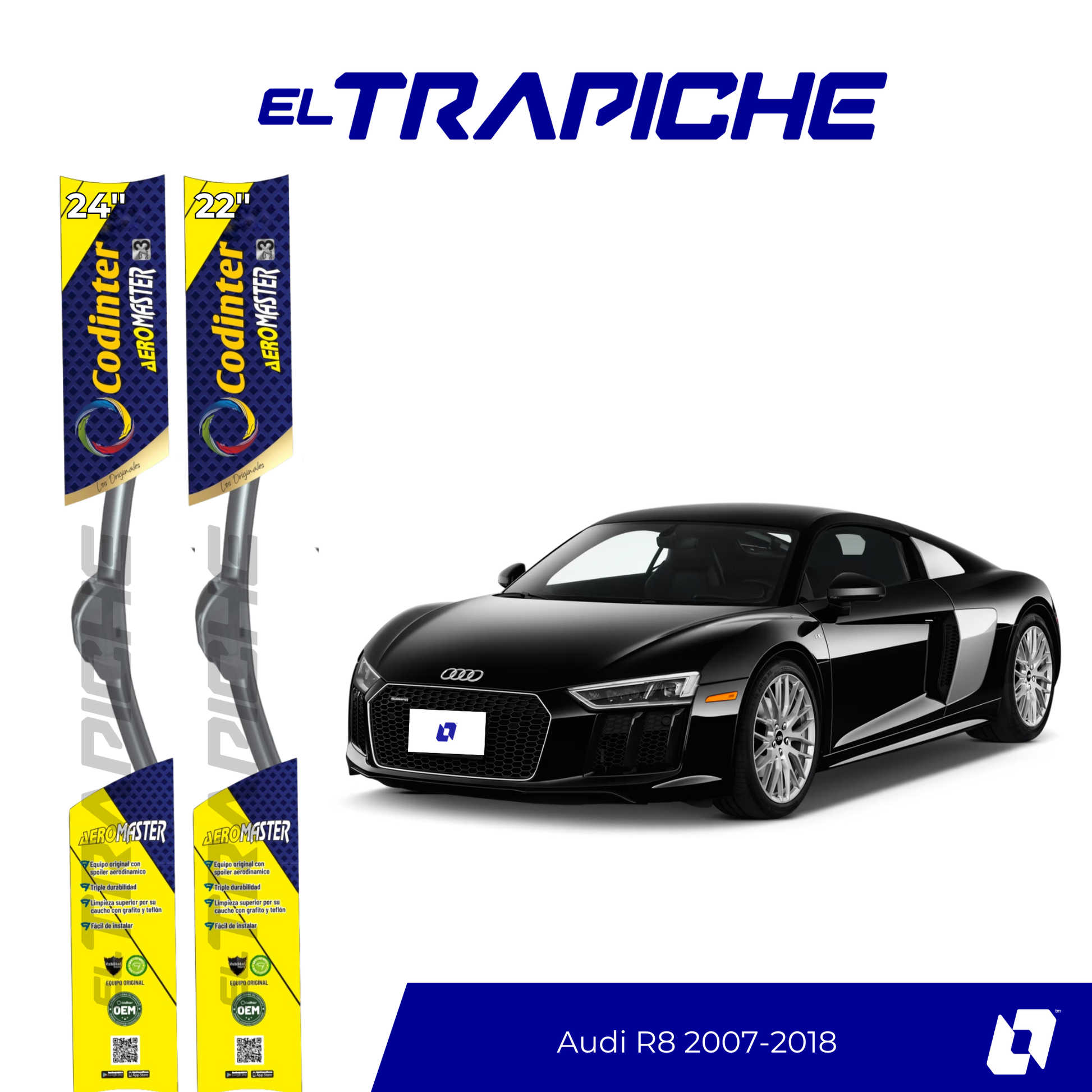 Plumillas de equipamiento original con acero inoxidable y caucho con silicona para un barrido claro y silencioso. Flexibles, duraderas y de alta calidad.