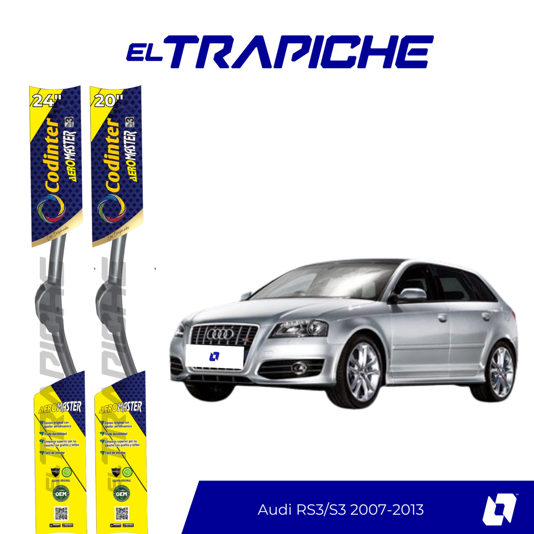 Plumillas de equipamiento Codinter original con acero inoxidable y caucho con silicona para un barrido claro y silencioso. Flexibles, duraderas y de alta calidad.