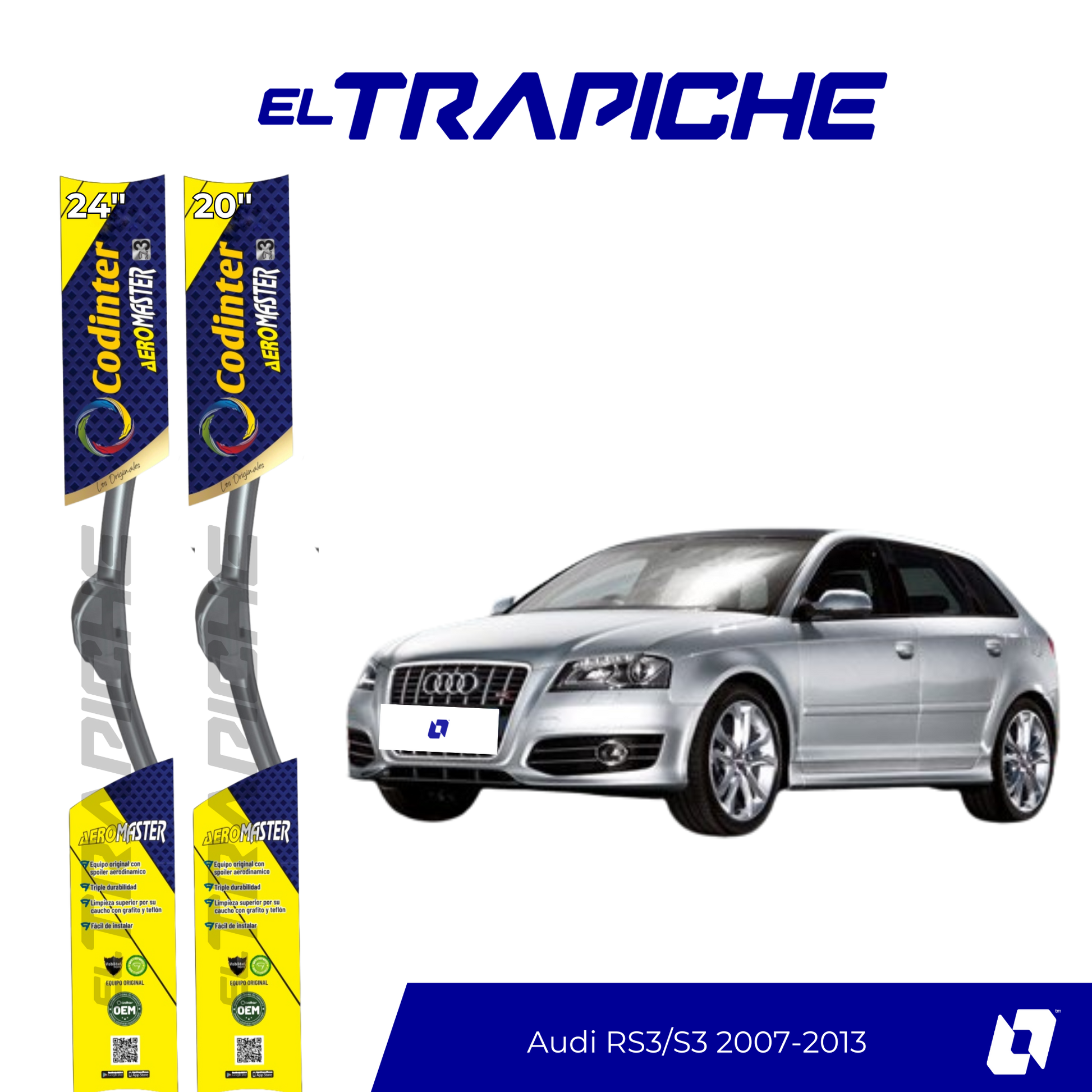 Plumillas de equipamiento Codinter original con acero inoxidable y caucho con silicona para un barrido claro y silencioso. Flexibles, duraderas y de alta calidad.