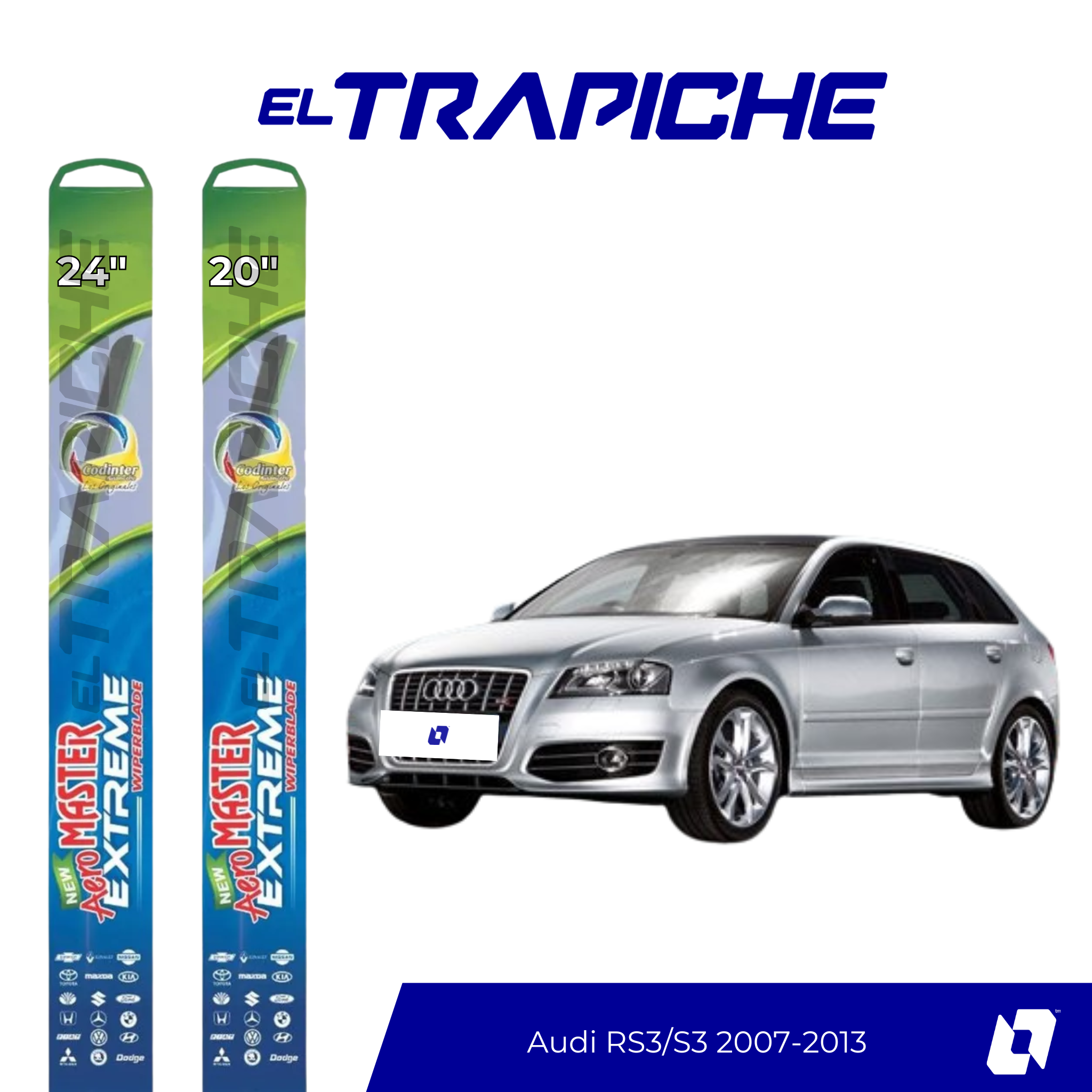 Plumillas de equipamiento Codinter original con acero inoxidable y caucho con silicona para un barrido claro y silencioso. Flexibles, duraderas y de alta calidad.
