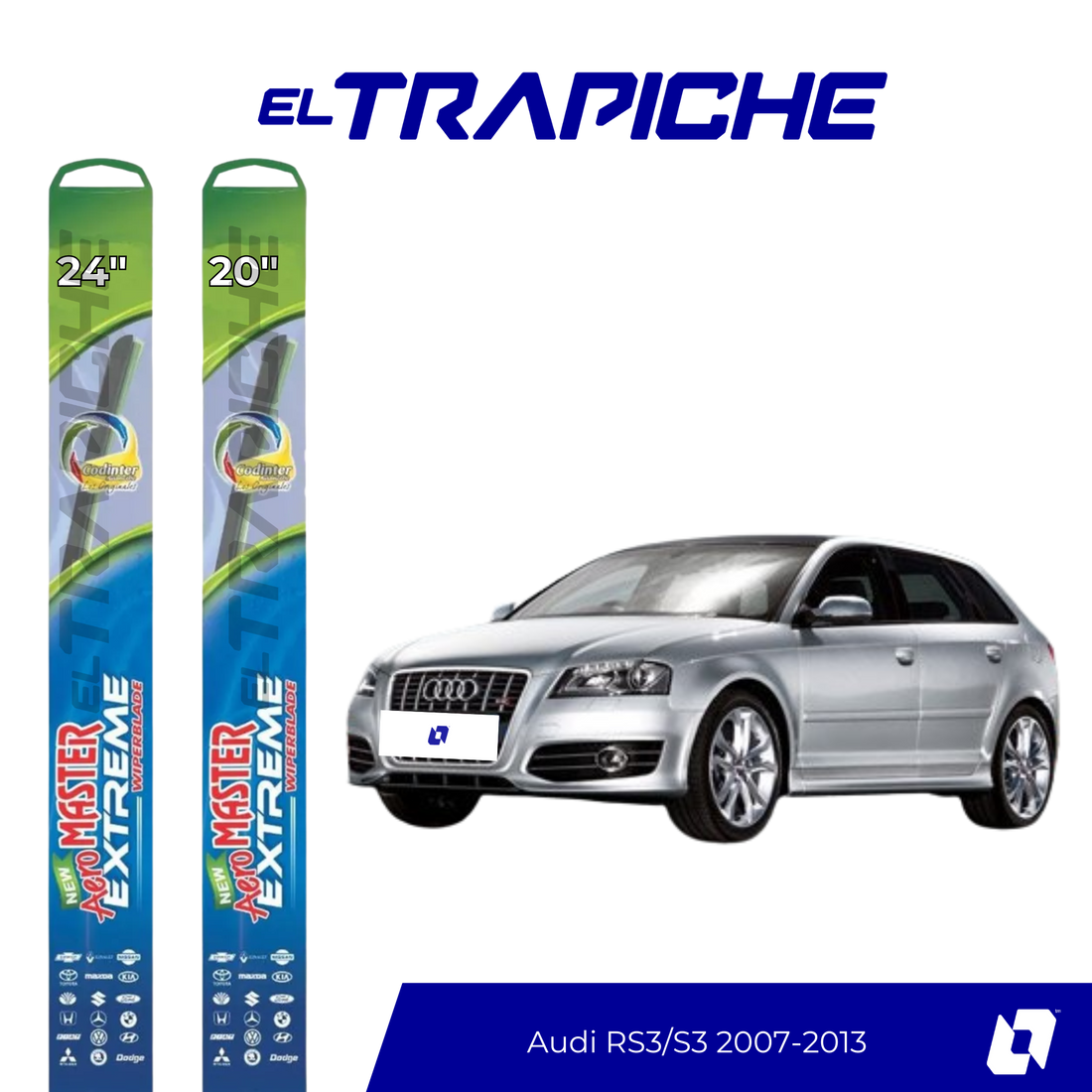 Plumillas de equipamiento Codinter original con acero inoxidable y caucho con silicona para un barrido claro y silencioso. Flexibles, duraderas y de alta calidad.