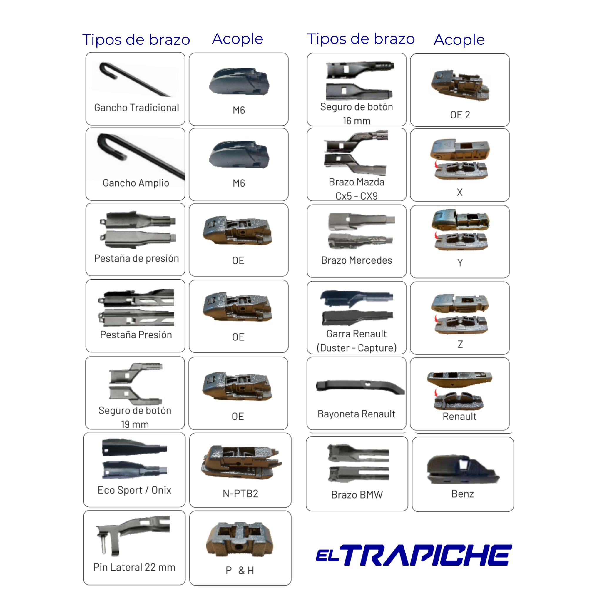 Plumillas de equipamiento Codinter original con acero inoxidable y caucho con silicona para un barrido claro y silencioso. Flexibles, duraderas y de alta calidad.