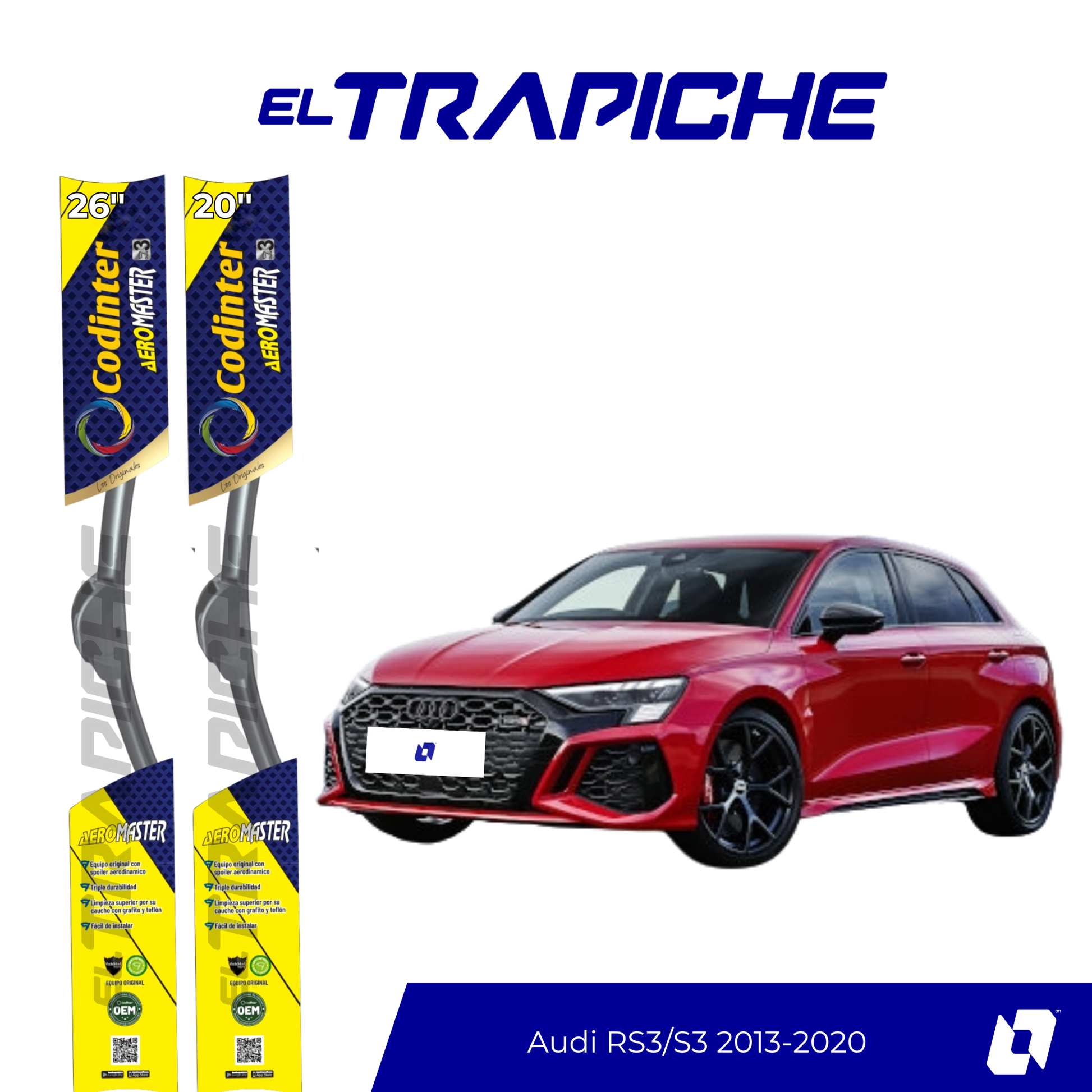 Plumillas de equipamiento Codinter original con acero inoxidable y caucho con silicona para un barrido claro y silencioso. Flexibles, duraderas y de alta calidad.