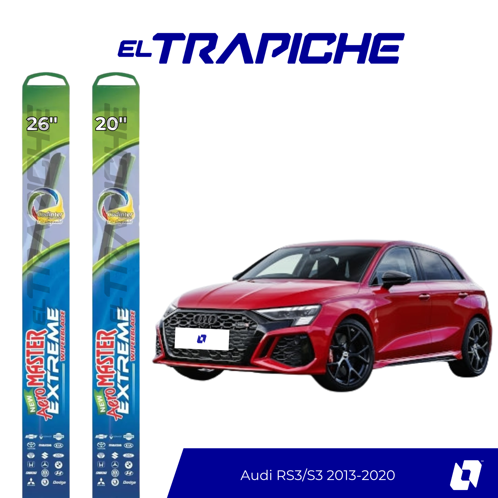 Plumillas de equipamiento Codinter original con acero inoxidable y caucho con silicona para un barrido claro y silencioso. Flexibles, duraderas y de alta calidad.