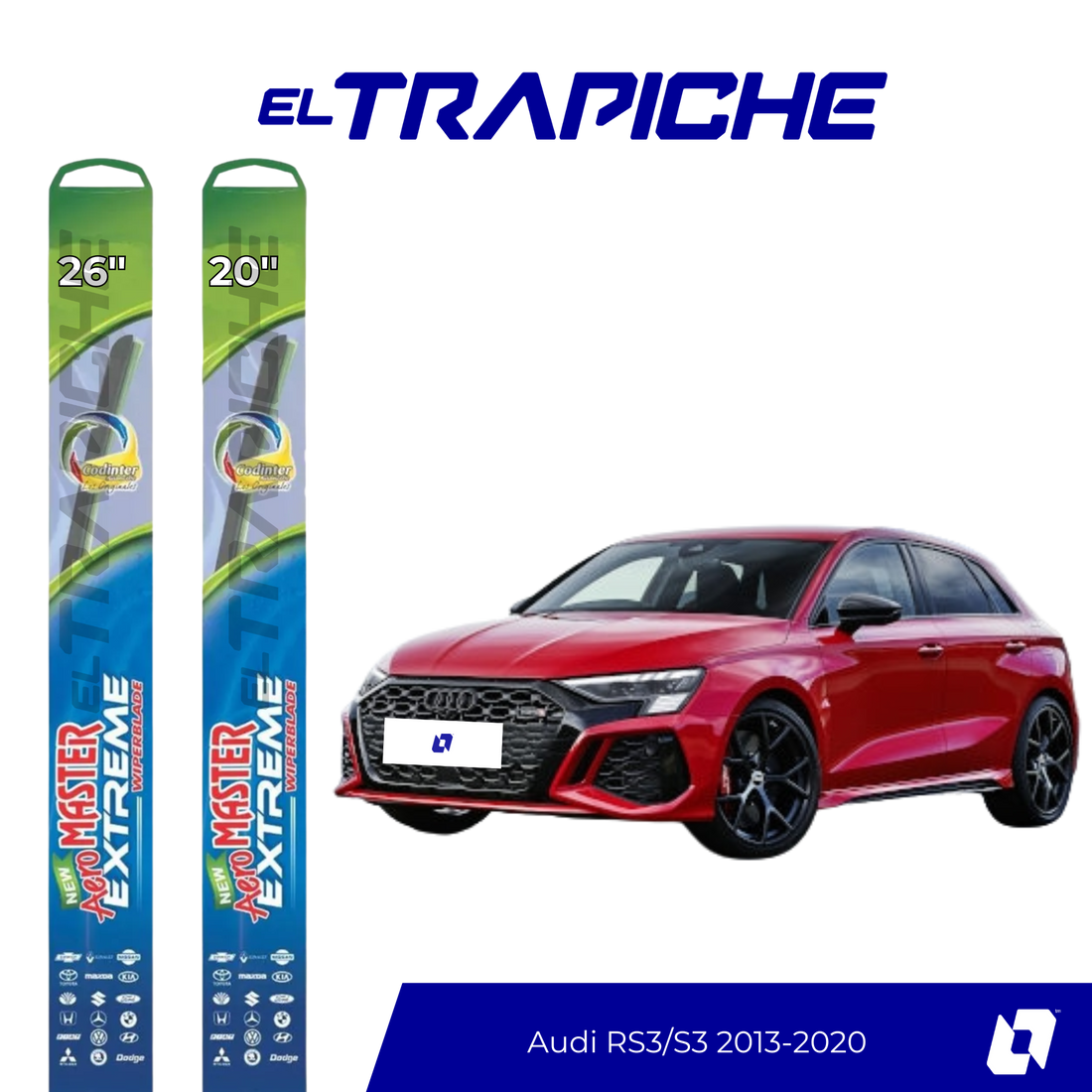 Plumillas de equipamiento Codinter original con acero inoxidable y caucho con silicona para un barrido claro y silencioso. Flexibles, duraderas y de alta calidad.