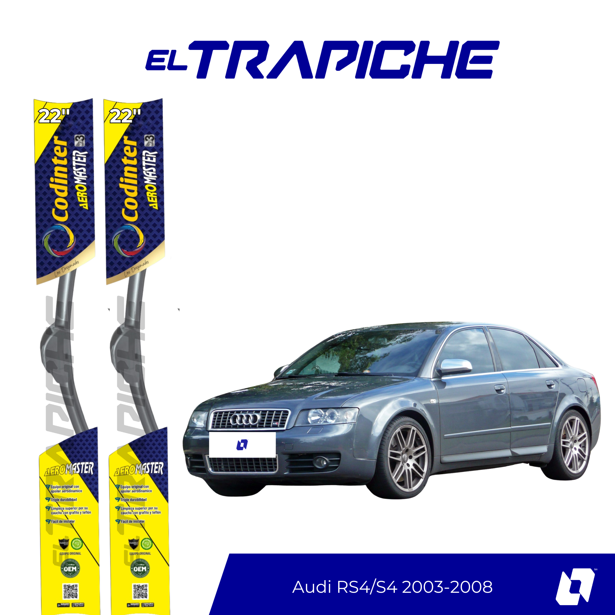 Plumillas de equipamiento Codinter original con acero inoxidable y caucho con silicona para un barrido claro y silencioso. Flexibles, duraderas y de alta calidad.