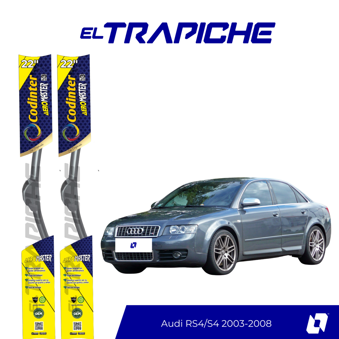 Plumillas de equipamiento Codinter original con acero inoxidable y caucho con silicona para un barrido claro y silencioso. Flexibles, duraderas y de alta calidad.