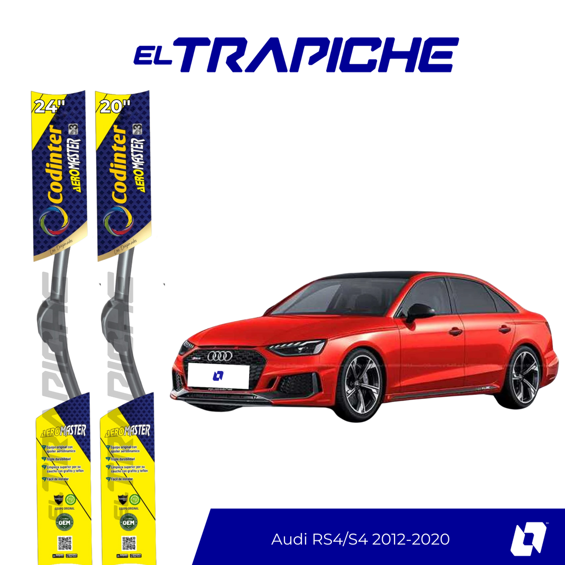 Plumillas de equipamiento Codinter original con acero inoxidable y caucho con silicona para un barrido claro y silencioso. Flexibles, duraderas y de alta calidad.