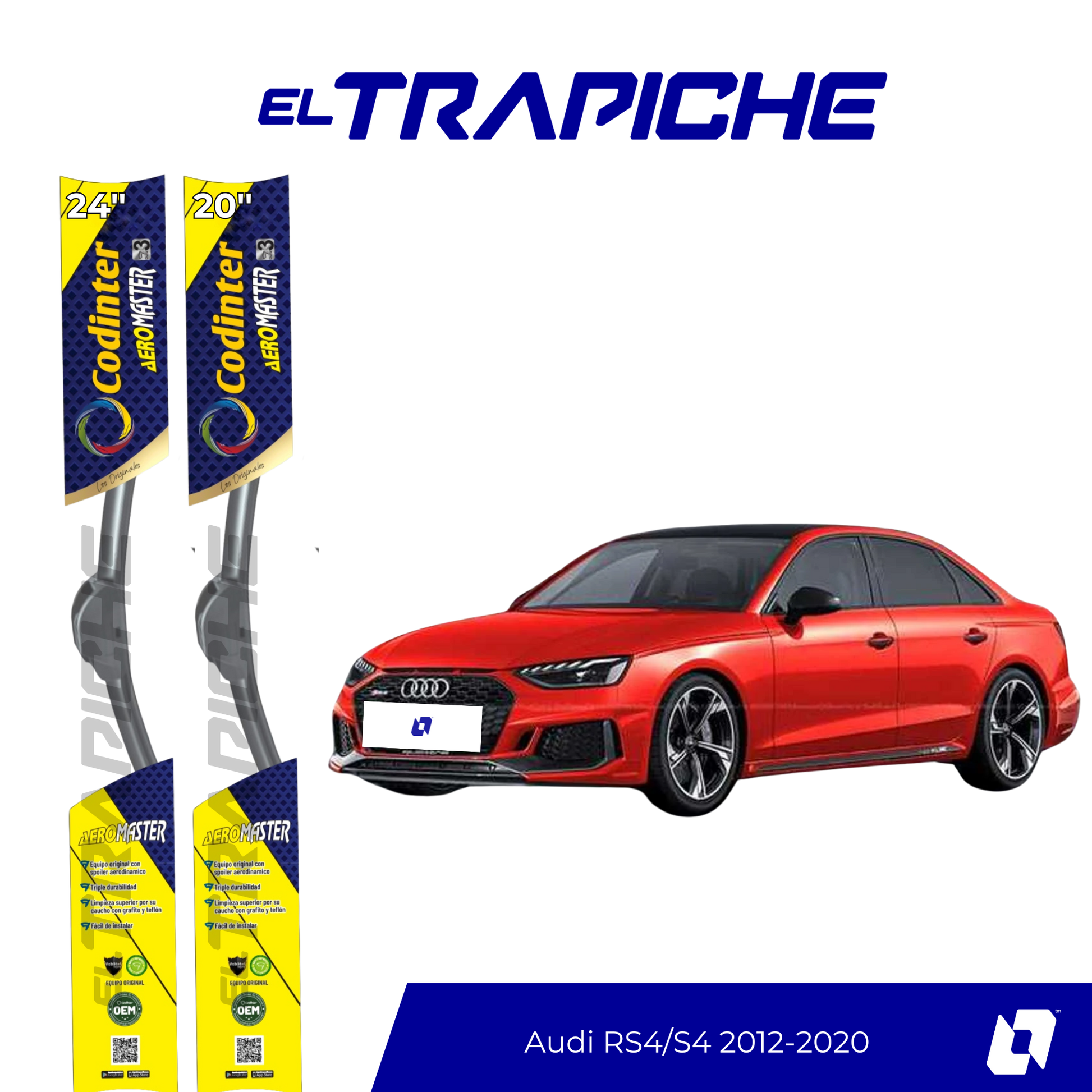 Plumillas de equipamiento Codinter original con acero inoxidable y caucho con silicona para un barrido claro y silencioso. Flexibles, duraderas y de alta calidad.