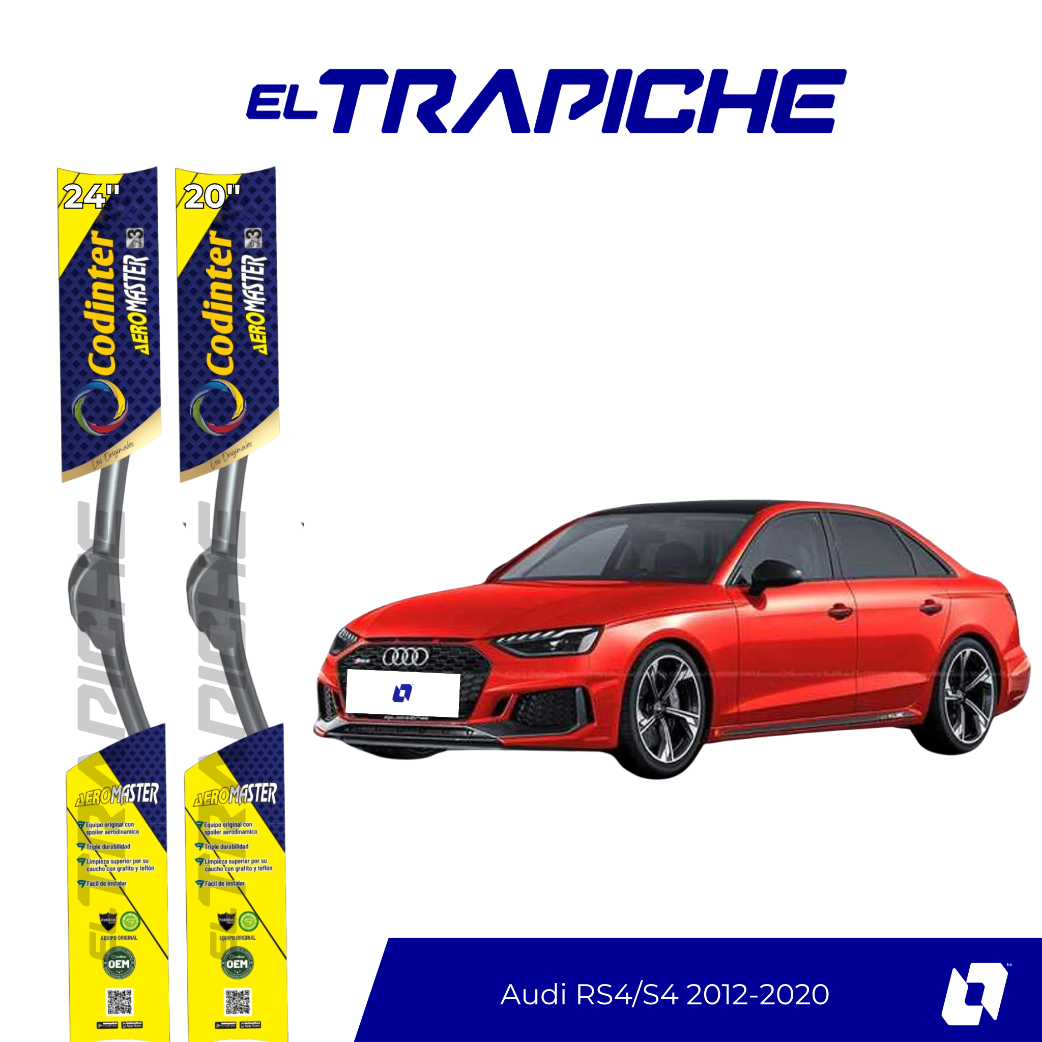 Plumillas de equipamiento Codinter original con acero inoxidable y caucho con silicona para un barrido claro y silencioso. Flexibles, duraderas y de alta calidad.