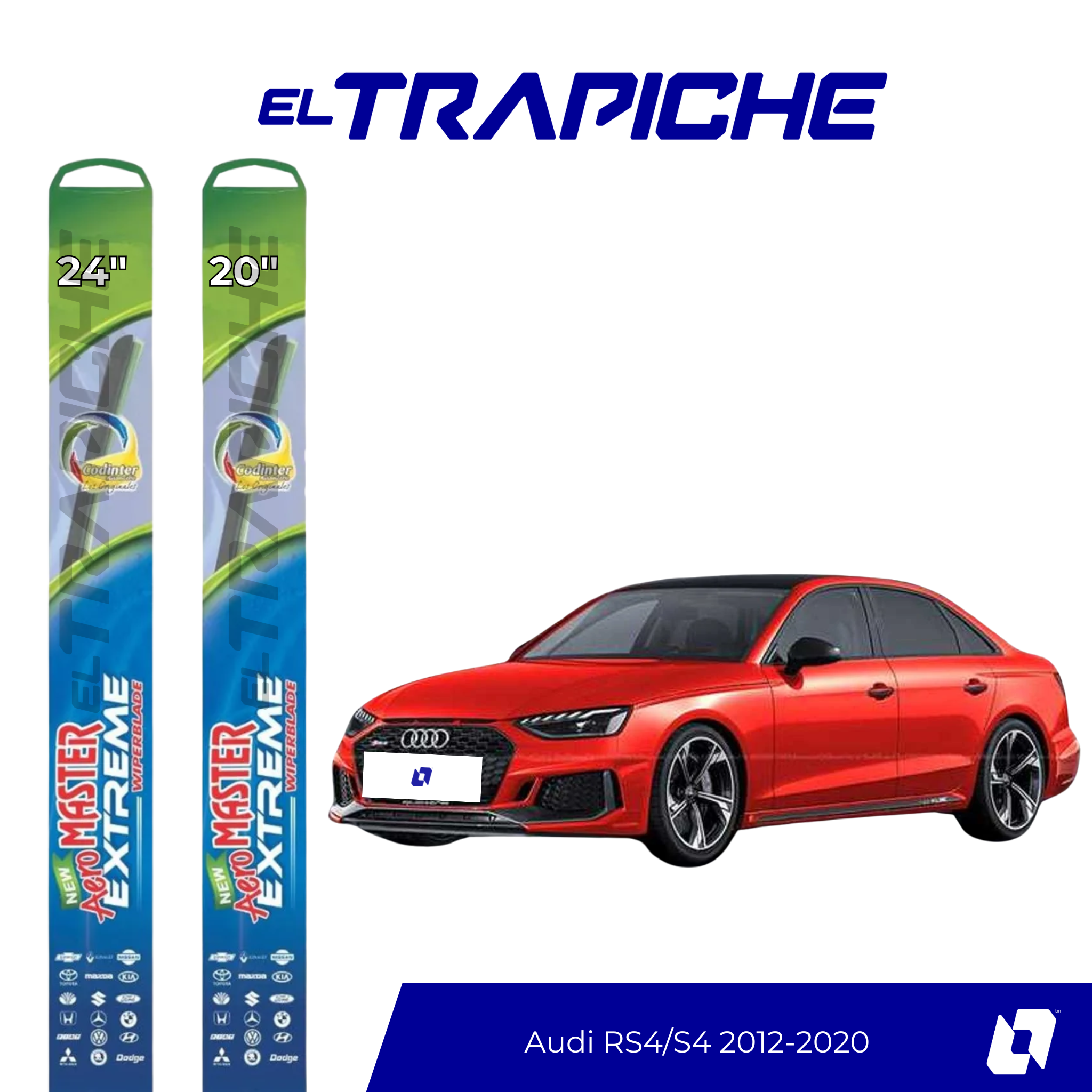 Plumillas de equipamiento Codinter original con acero inoxidable y caucho con silicona para un barrido claro y silencioso. Flexibles, duraderas y de alta calidad.