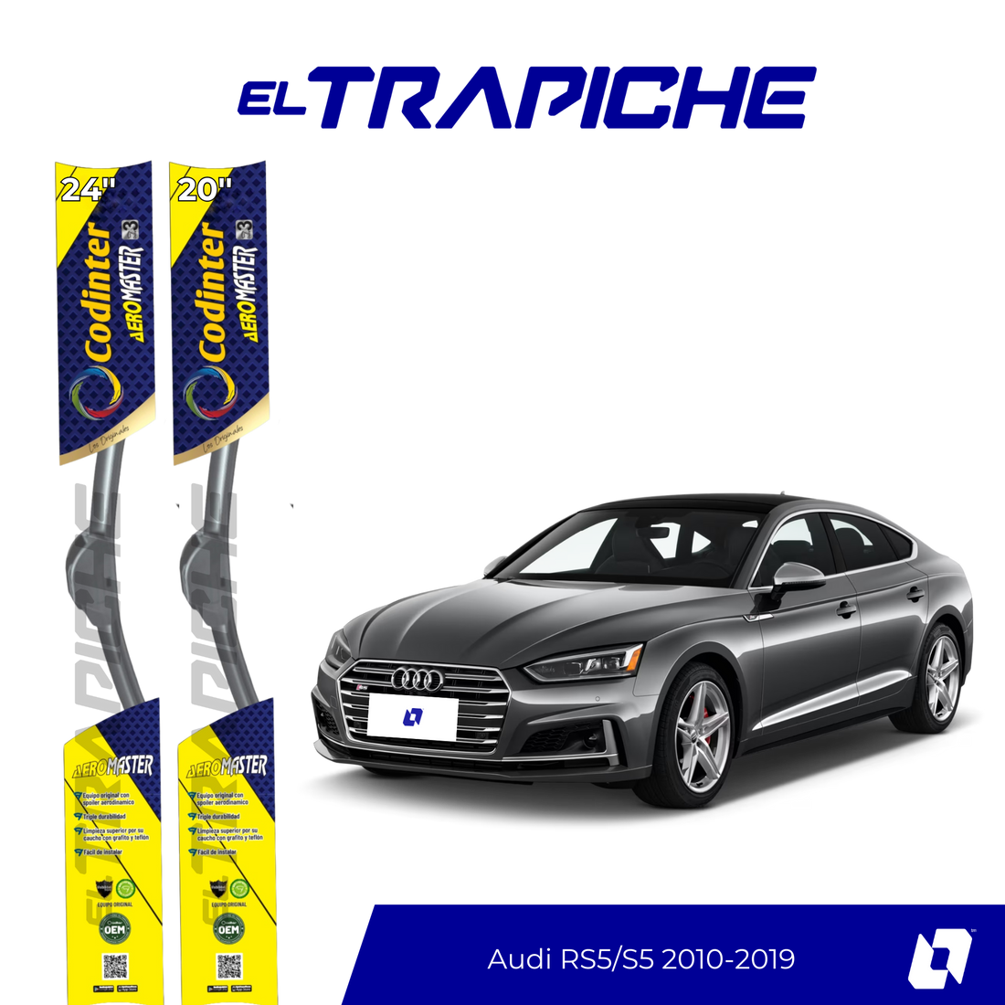 Plumillas de equipamiento Codinter original con acero inoxidable y caucho con silicona para un barrido claro y silencioso. Flexibles, duraderas y de alta calidad.