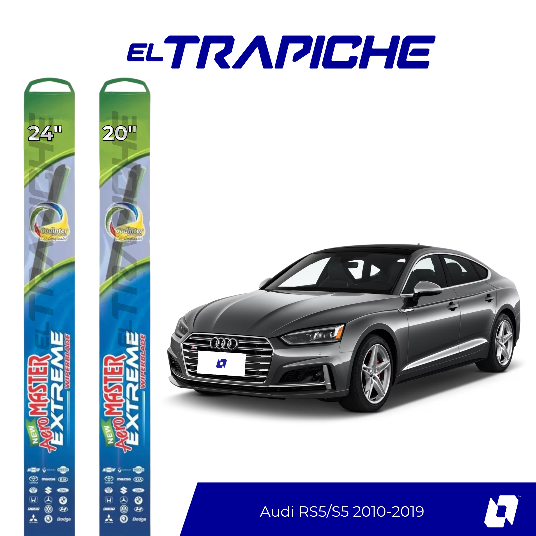 Plumillas de equipamiento Codinter original con acero inoxidable y caucho con silicona para un barrido claro y silencioso. Flexibles, duraderas y de alta calidad.