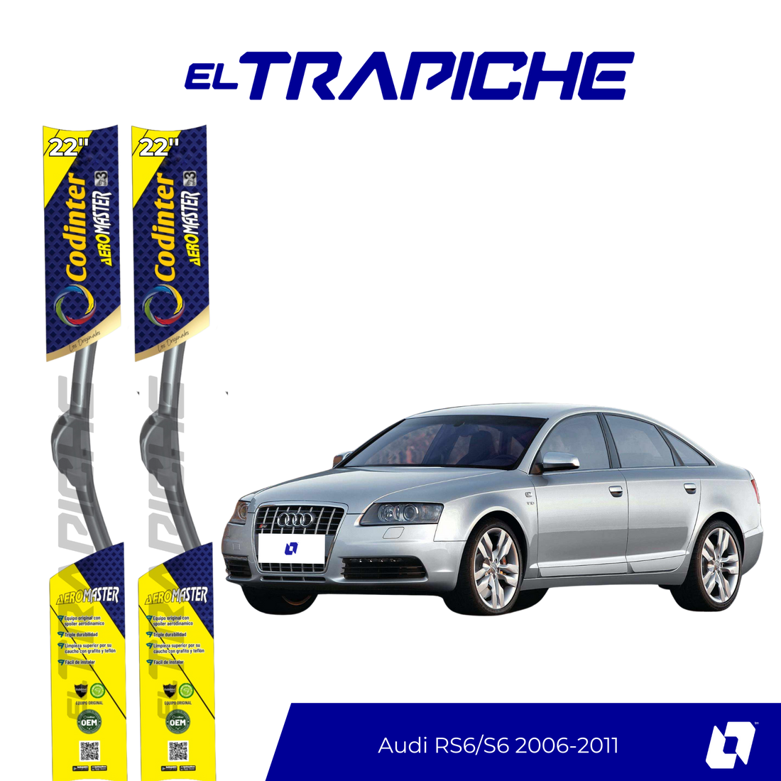 Plumillas de equipamiento Codinter original con acero inoxidable y caucho con silicona para un barrido claro y silencioso. Flexibles, duraderas y alta calidad.