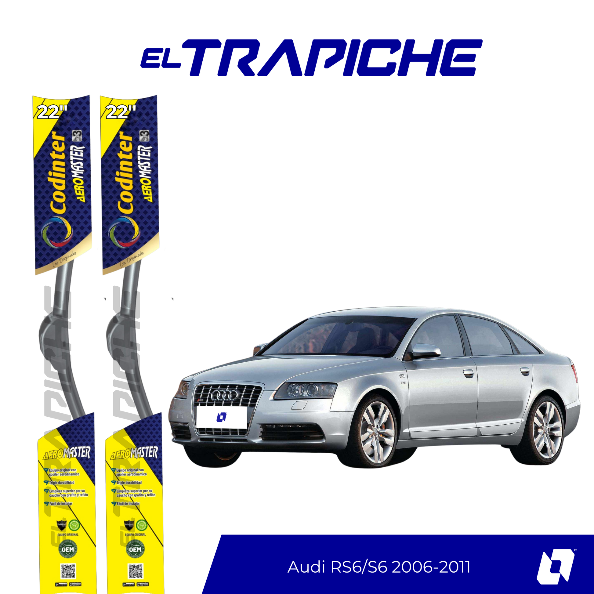 Plumillas de equipamiento Codinter original con acero inoxidable y caucho con silicona para un barrido claro y silencioso. Flexibles, duraderas y alta calidad.