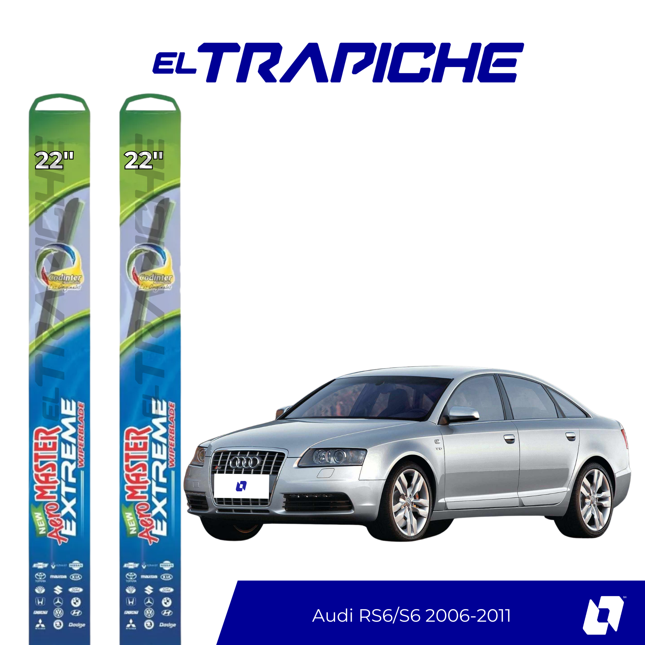 Plumillas de equipamiento Codinter original con acero inoxidable y caucho con silicona para un barrido claro y silencioso. Flexibles, duraderas y de alta calidad.