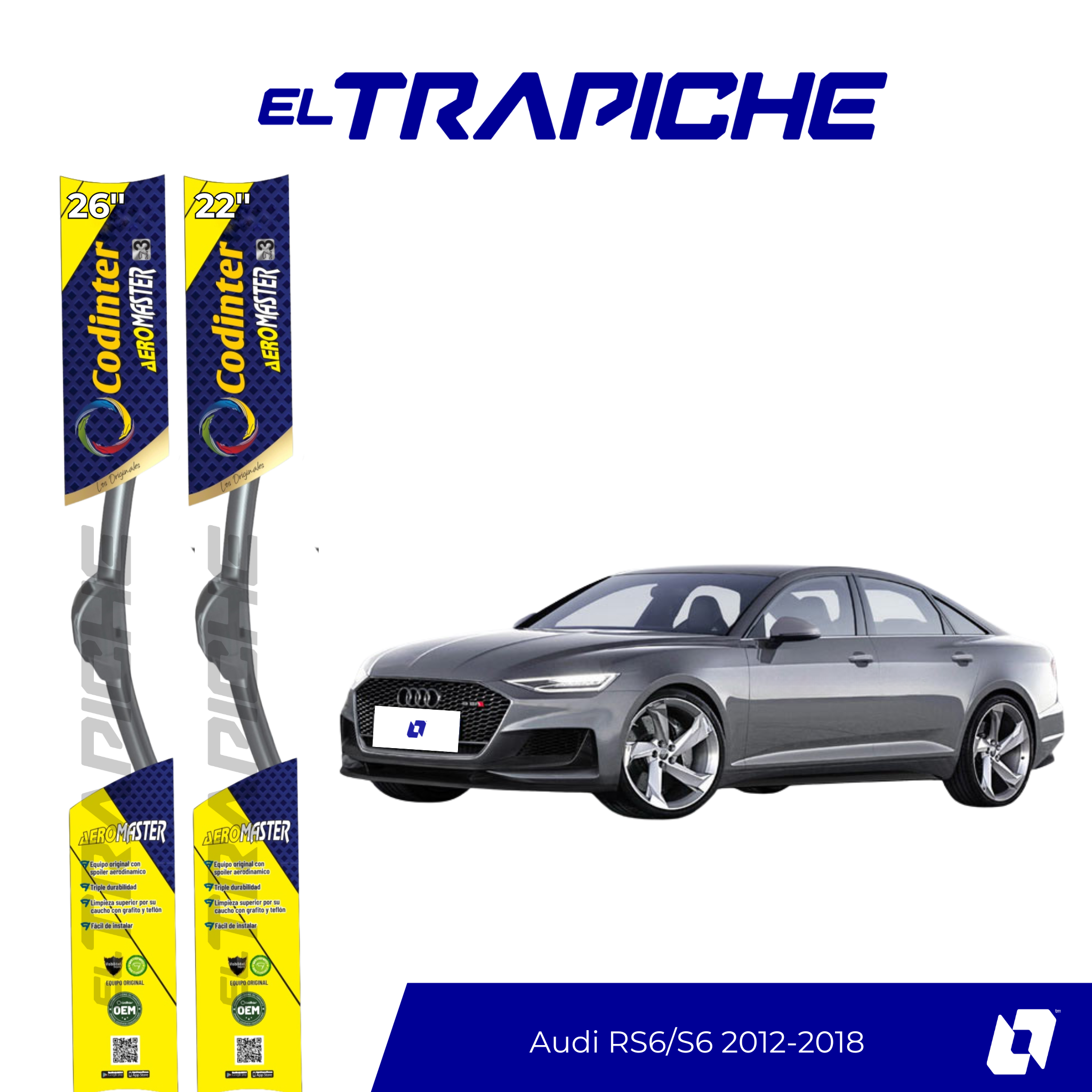 Plumillas de equipamiento Codinter original con acero inoxidable y caucho con silicona para un barrido claro y silencioso. Flexibles, duraderas y de alta calidad.