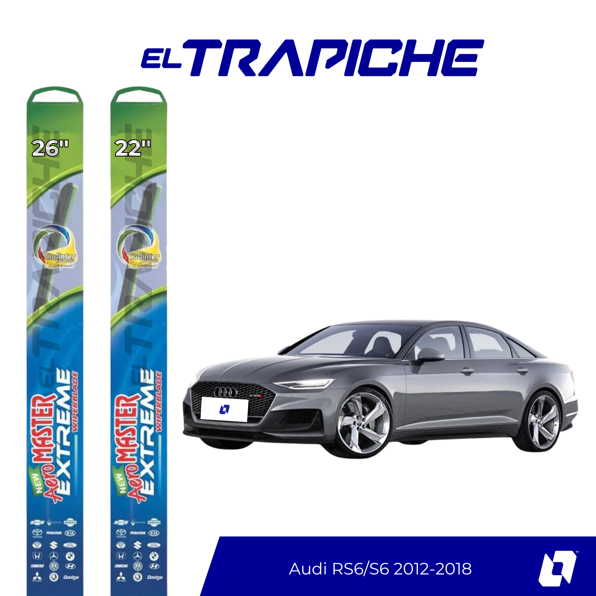 Plumillas de equipamiento Codinter original con acero inoxidable y caucho con silicona para un barrido claro y silencioso. Flexibles, duraderas y alta calidad.