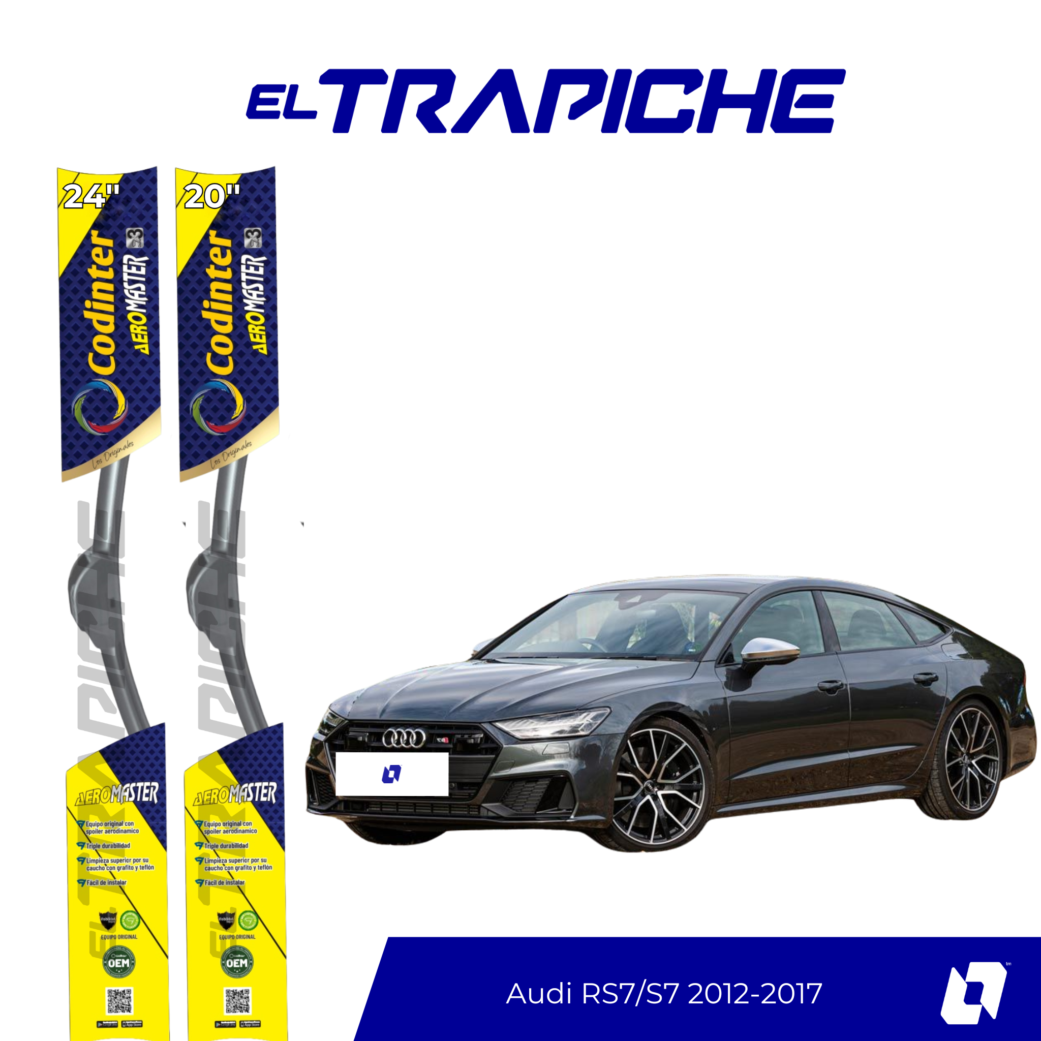 Plumillas de equipamiento Codinter original con acero inoxidable y caucho con silicona para un barrido claro y silencioso. Flexibles, duraderas y de alta calidad.