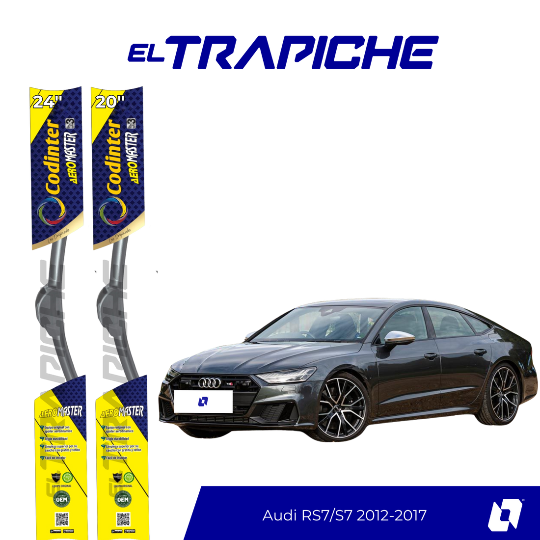 Plumillas de equipamiento Codinter original con acero inoxidable y caucho con silicona para un barrido claro y silencioso. Flexibles, duraderas y de alta calidad.