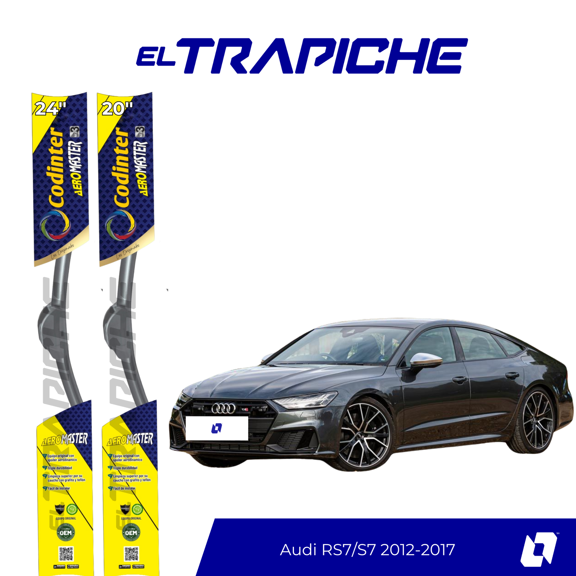 Plumillas de equipamiento Codinter original con acero inoxidable y caucho con silicona para un barrido claro y silencioso. Flexibles, duraderas y de alta calidad.