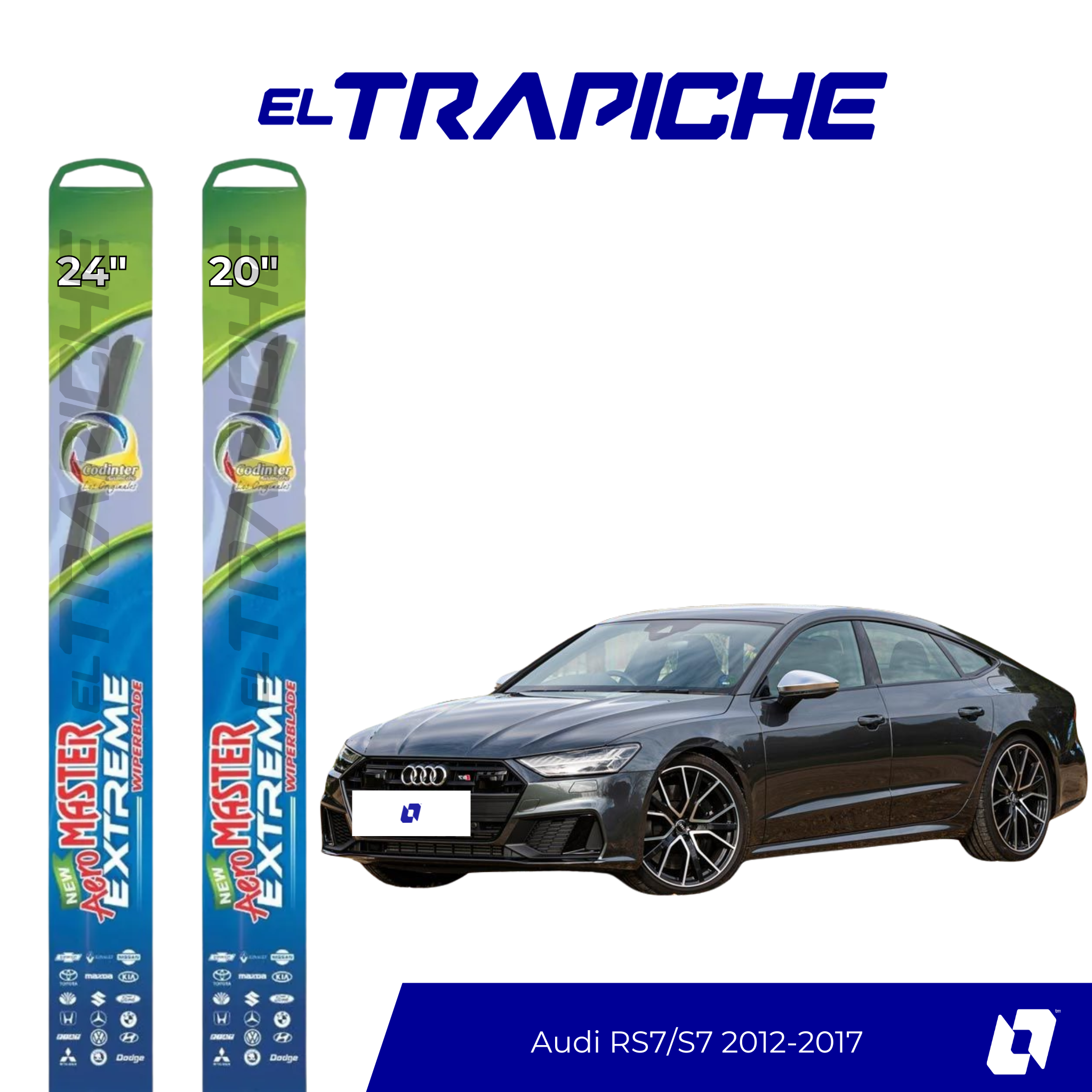 Plumillas de equipamiento Codinter original con acero inoxidable y caucho con silicona para un barrido claro y silencioso. Flexibles, duraderas y de alta calidad.