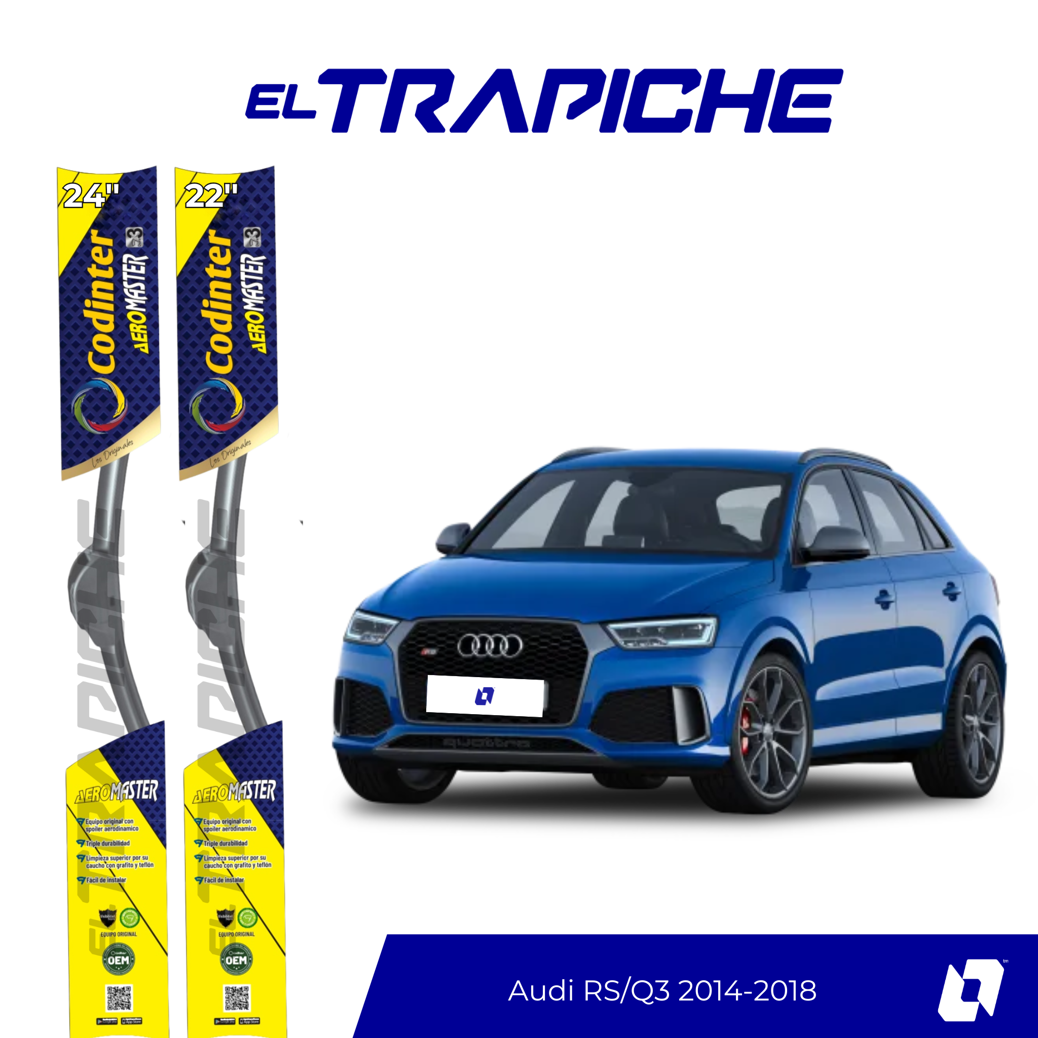 Plumillas de equipamiento Codinter original con acero inoxidable y caucho con silicona para un barrido claro y silencioso. Flexibles, duraderas y de alta calidad.