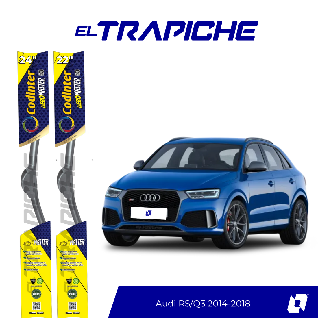 Plumillas de equipamiento Codinter original con acero inoxidable y caucho con silicona para un barrido claro y silencioso. Flexibles, duraderas y de alta calidad.